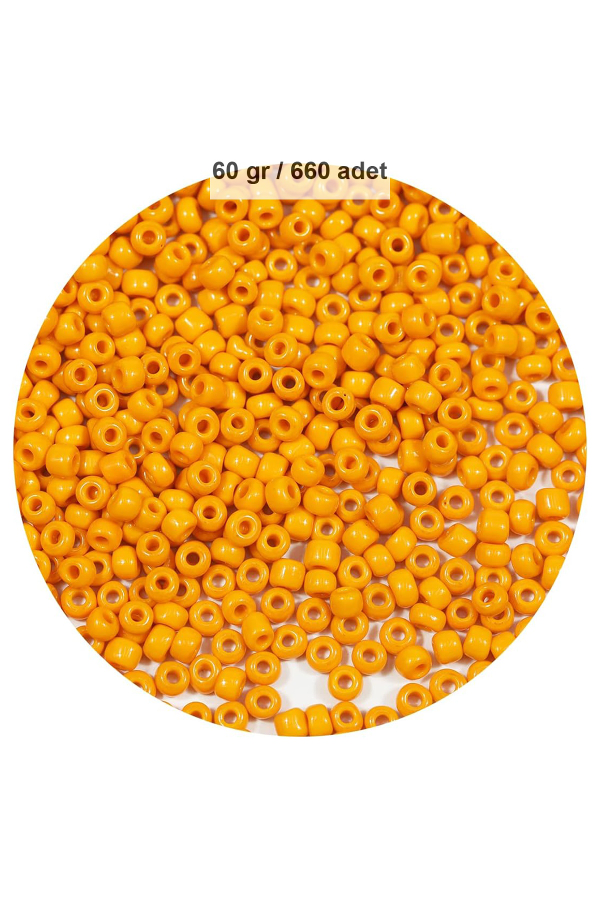 Turuncu Renk 4 mm Yaklaşık 660 adet / 60 gram Cam Boncuk Oya Yazm
