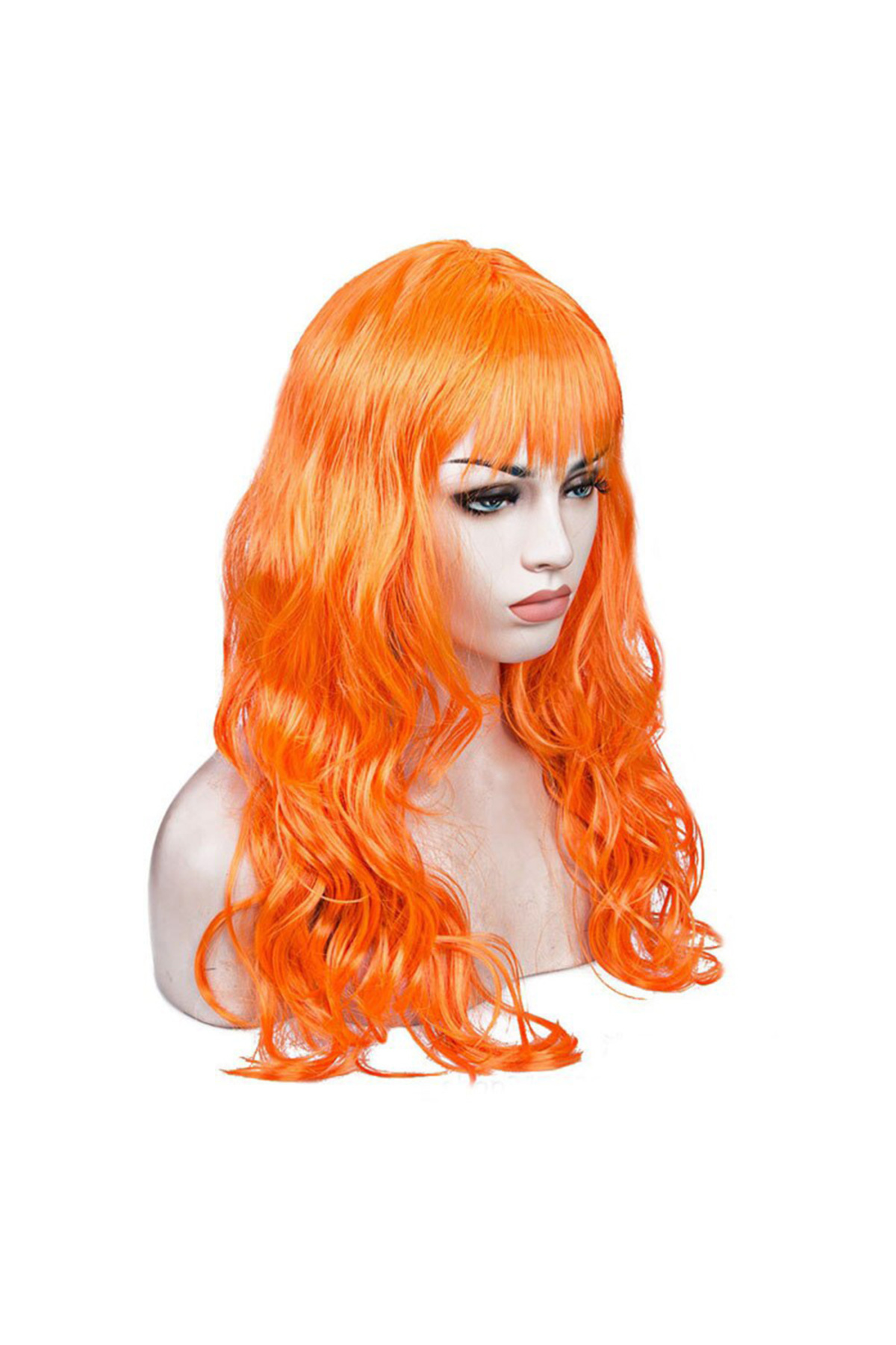 Ok Aksesuar Turuncu Renk Astarlı Dalgalı Kesim Parti Peruğu (5060)