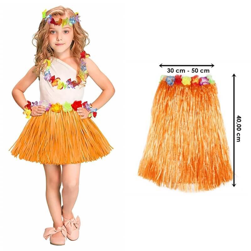 Turuncu Renkli 40 cm Parti Hula Eteği Renkli Aksesuar Turuncu Renkli 40 cm Parti Hula Eteği Renkli Aksesuar