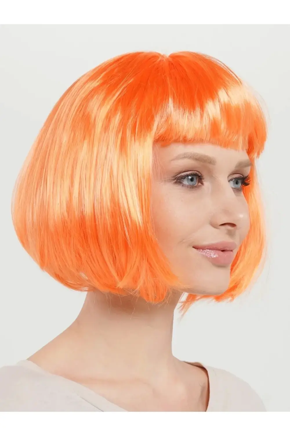Turuncu Renk Küt Parti Peruğu Kısa Takma Saç
