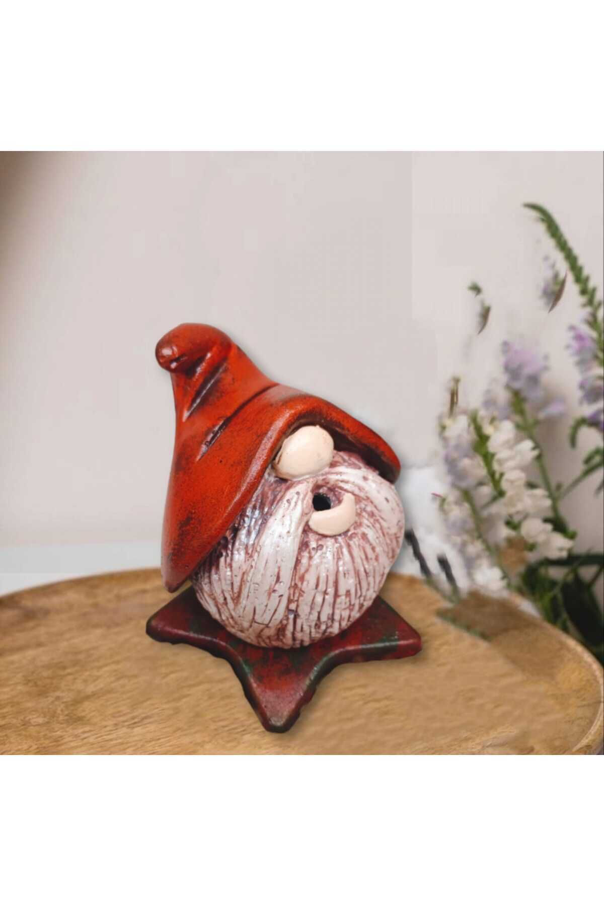 Dodemert Home Turuncu Şapkalı Pala Gnome Beton Tütsülük