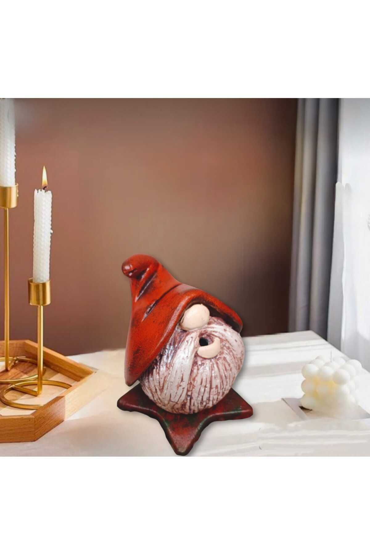 Dodemert Home Turuncu Şapkalı Pala Gnome Beton Tütsülük