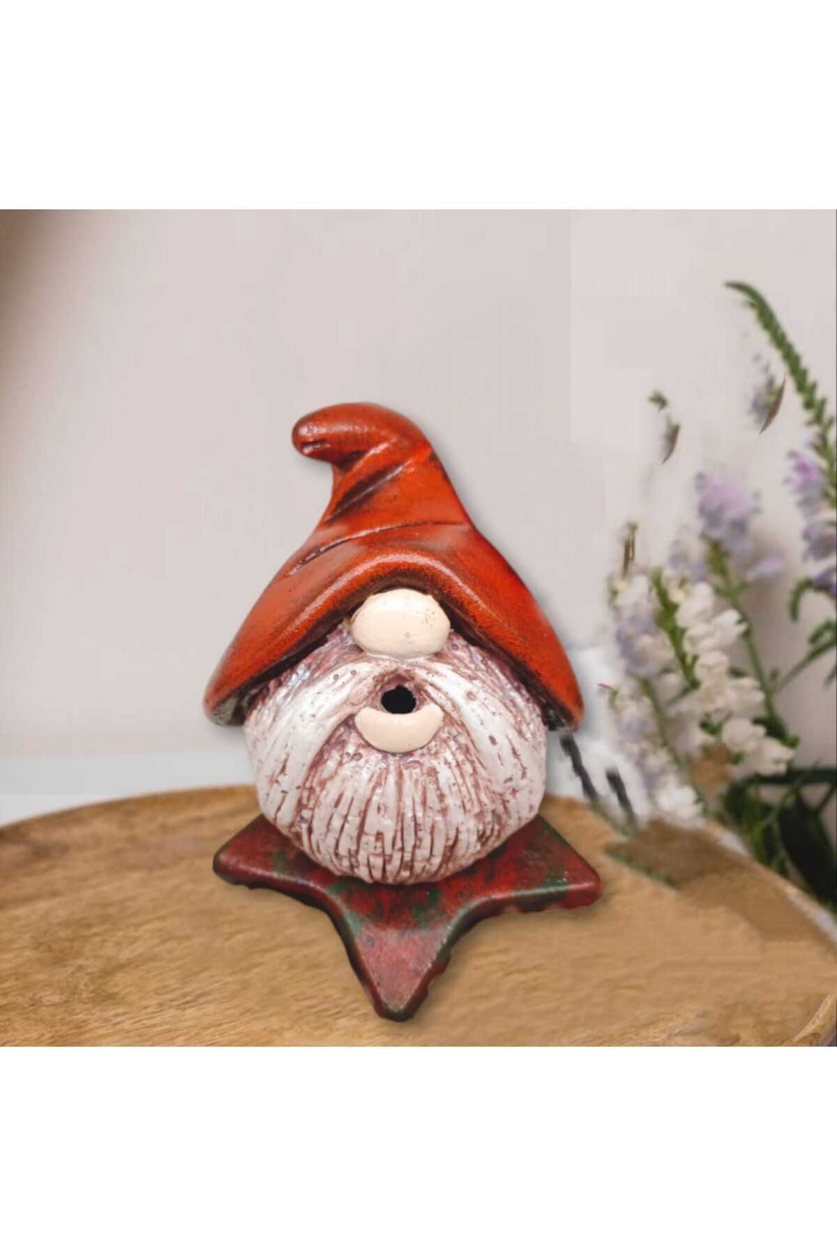 Dodemert Home Turuncu Şapkalı Pala Gnome Beton Tütsülük