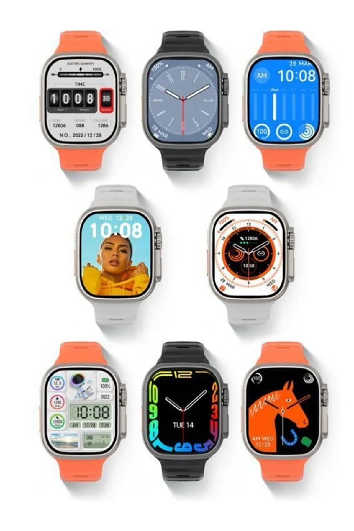 Turuncu Silikon Kordonlu Siyah Kasa Akıllı Saat, GPS ve Nabız Sensörü İçeren 49 mm Ekranlı Model