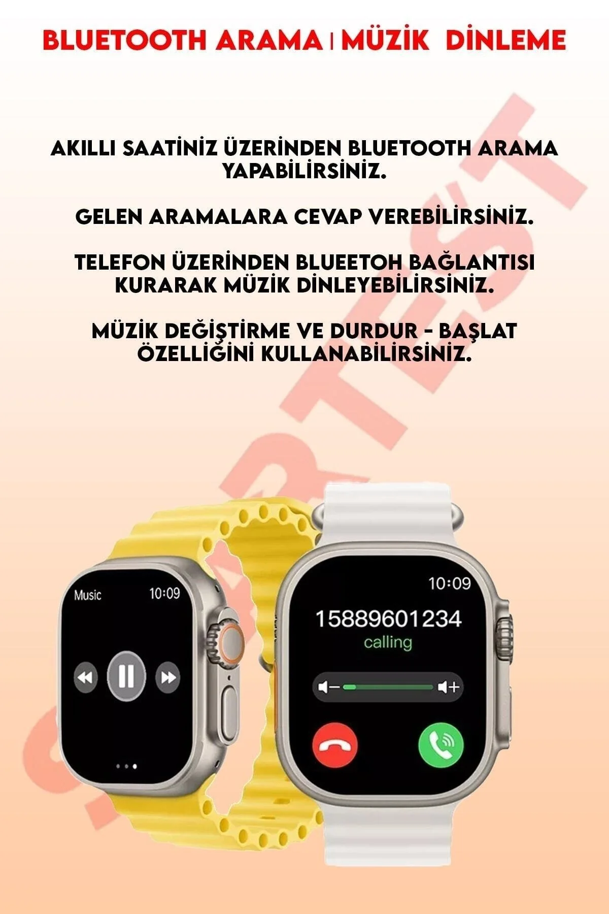 Turuncu Silikon Kordonlu Gümüş Kasa Akıllı Saat, Nabız ve Uyku Takibi, GPS ve Suya Dayanıklı