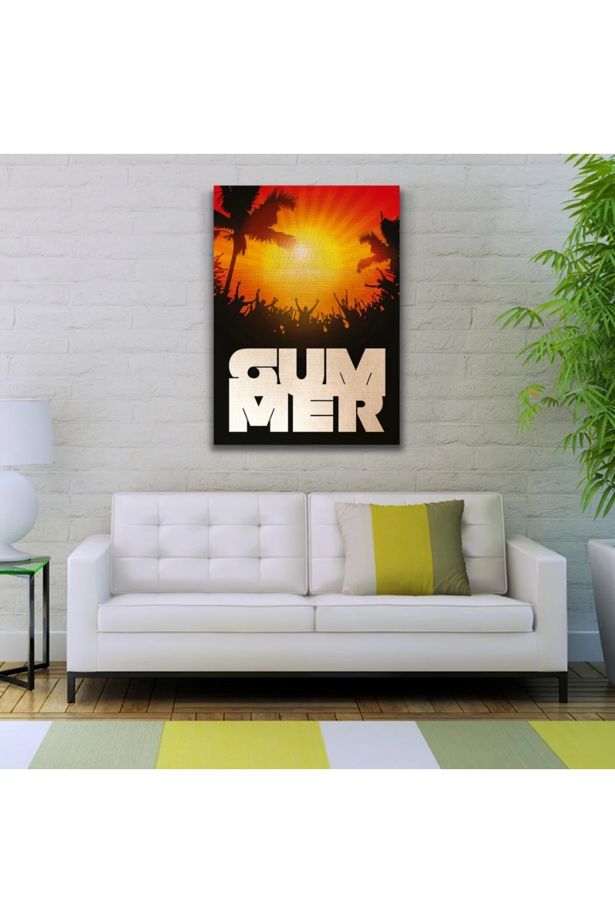 Turuncu ve Siyah Tonlarda Summer Afiş Görseli Kanvas Tablo 50 x 7