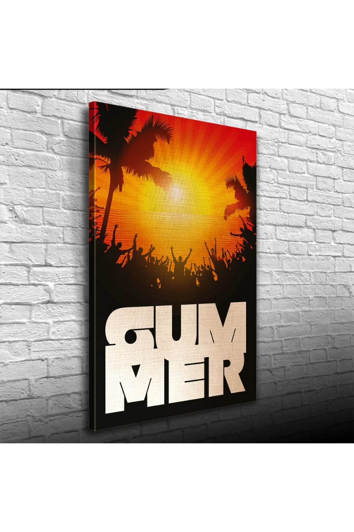 Turuncu ve Siyah Tonlarda Summer Afiş Görseli Kanvas Tablo 50 x 7