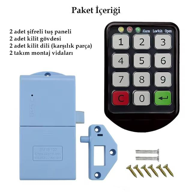 Tuş Şifreli Siyah Çekmece Dolap Kilidi (2&amp;apos;li Paket) (474