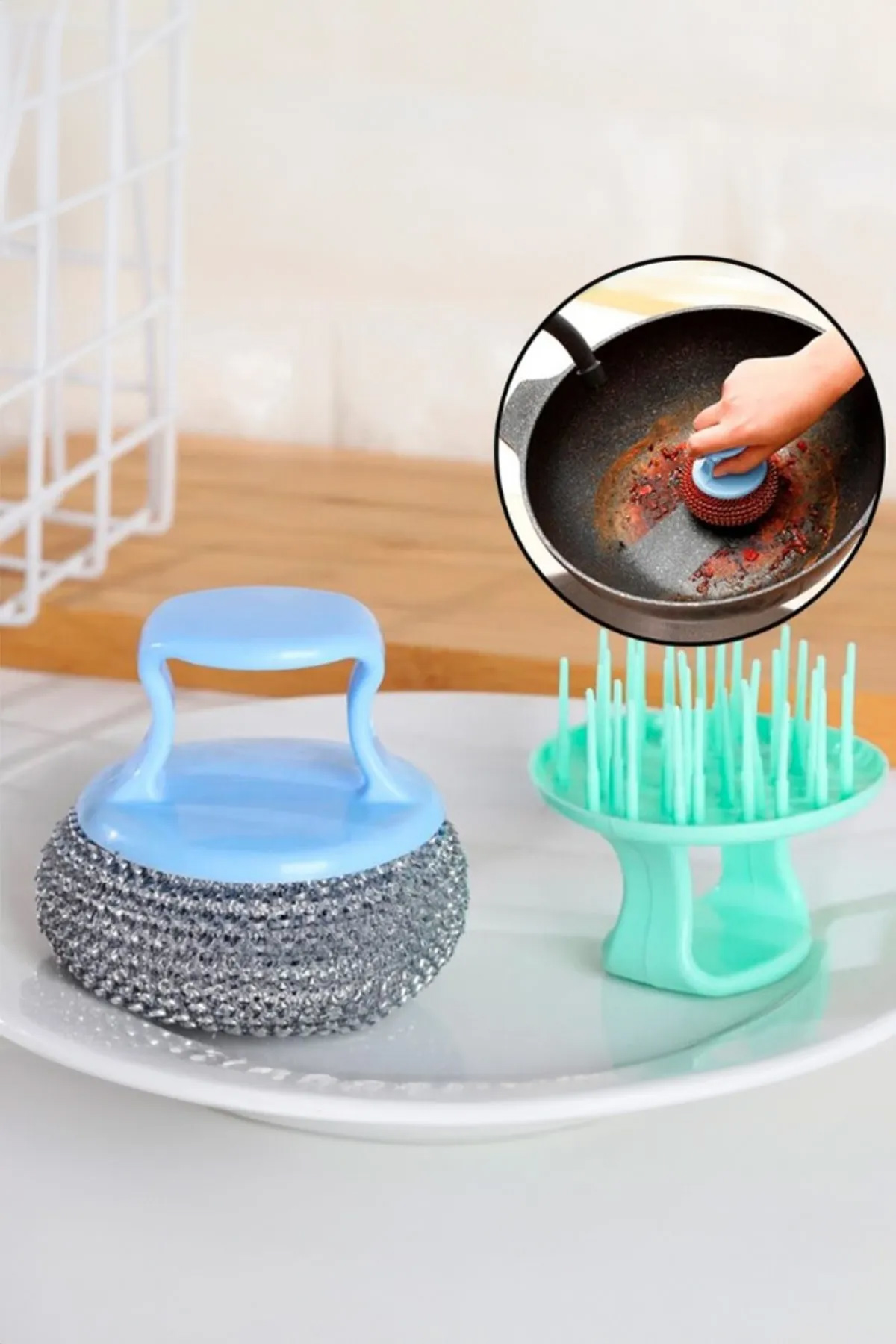 Just Cheap Store Tutacaklı Paslanmaz Çelik Top Bulaşık Ovma Teli Bulaşık Temizleme