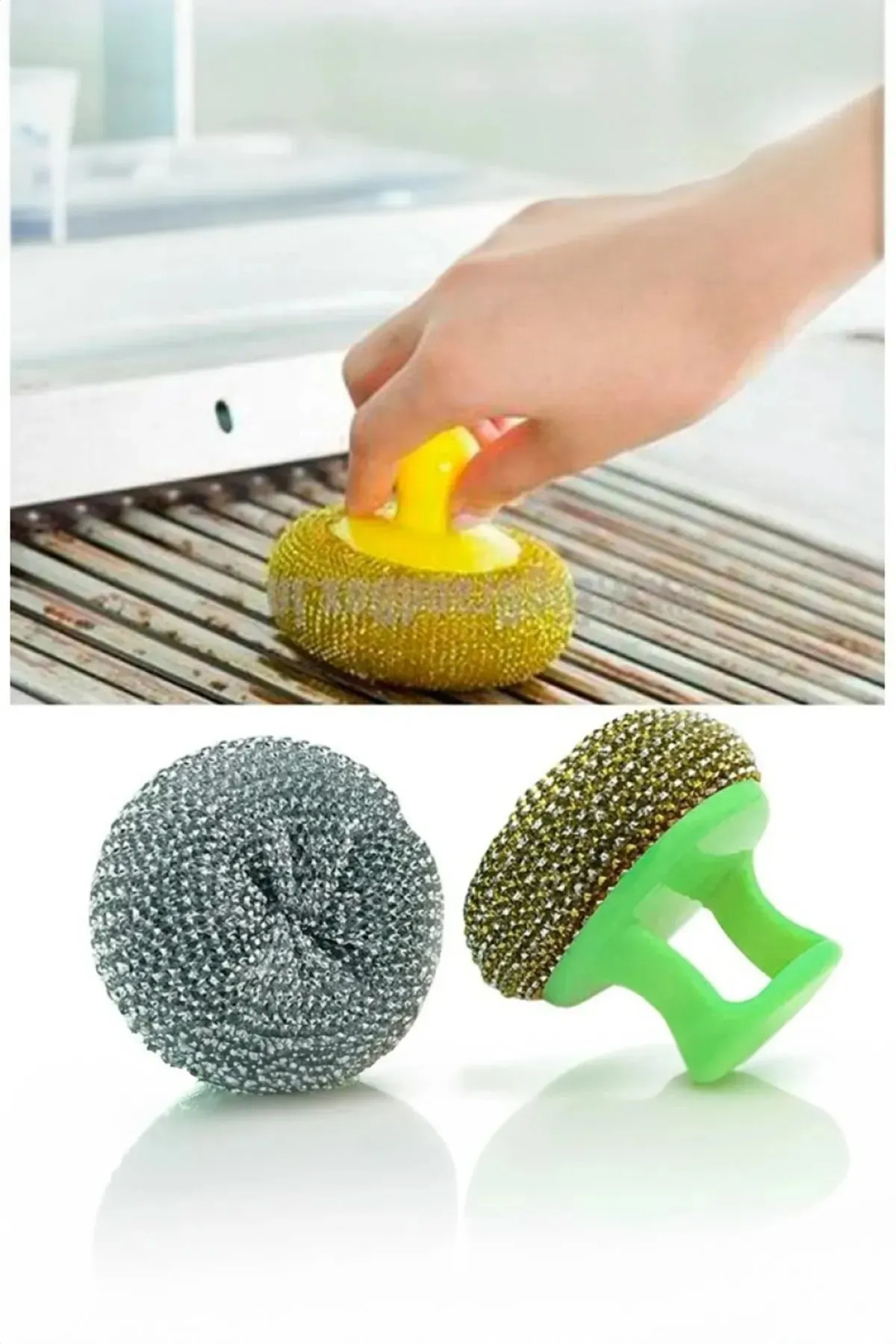 Just Cheap Store Tutacaklı Paslanmaz Çelik Top Bulaşık Ovma Teli Bulaşık Temizleme