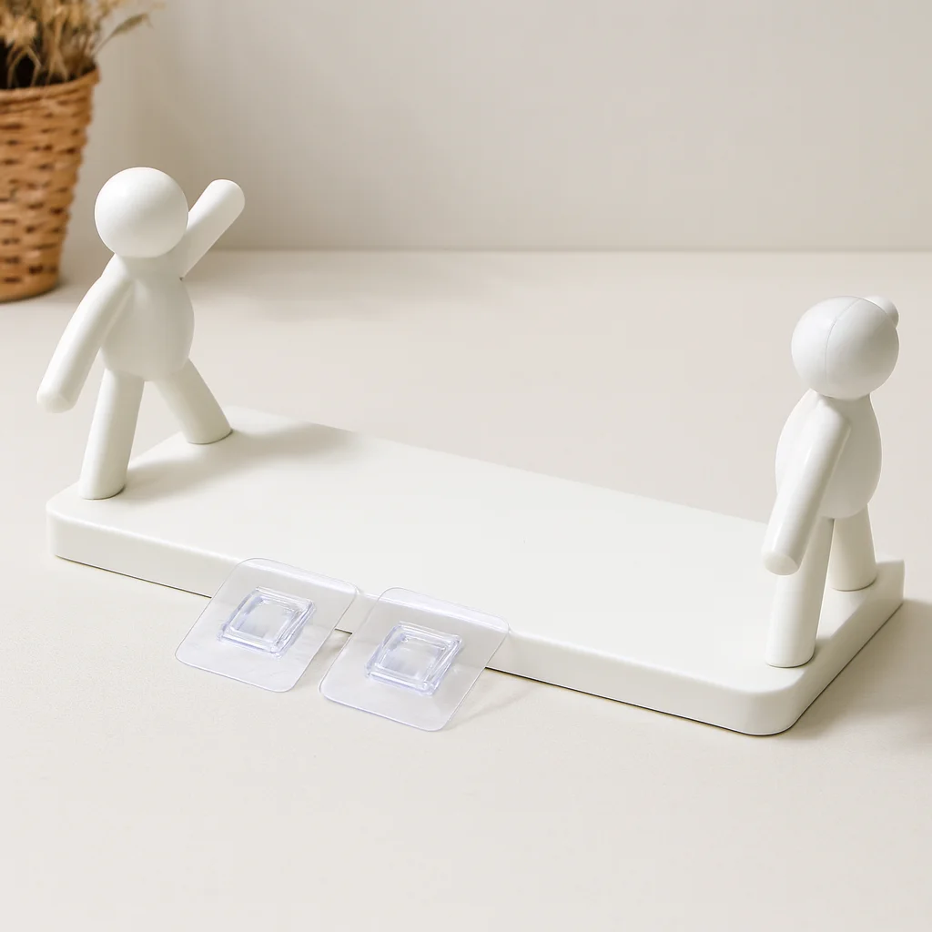 Tutacaklı Yapışkanlı Plastik Etejer Raf 13.5x33 cm Beyaz