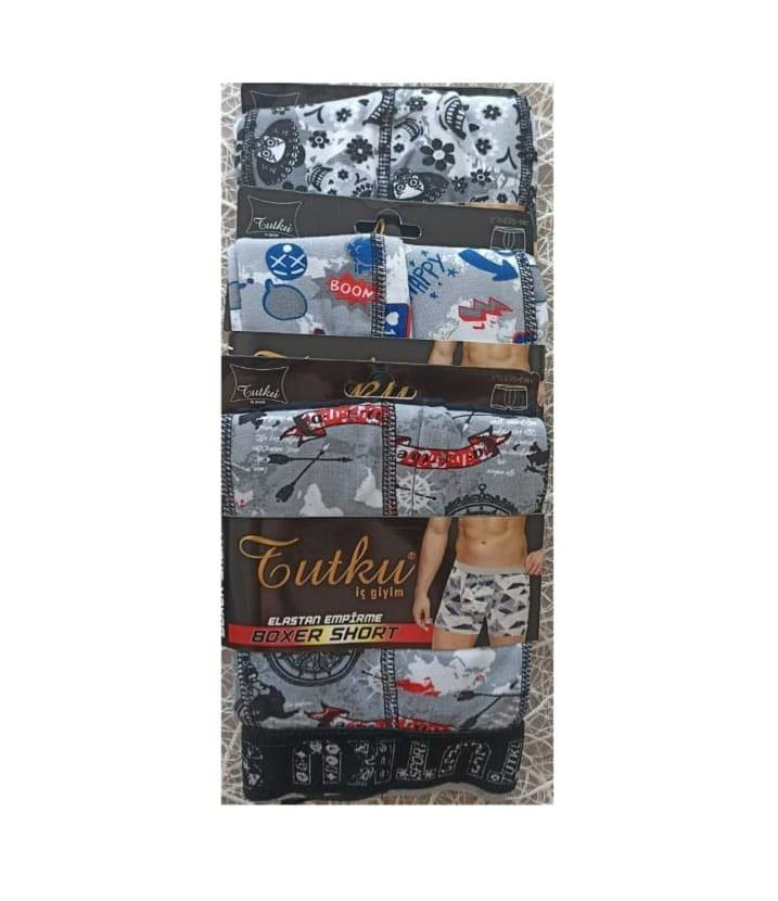 TUTKU 0119 ERKEK DESENLİ LİKRALI BOXER 3 ADET