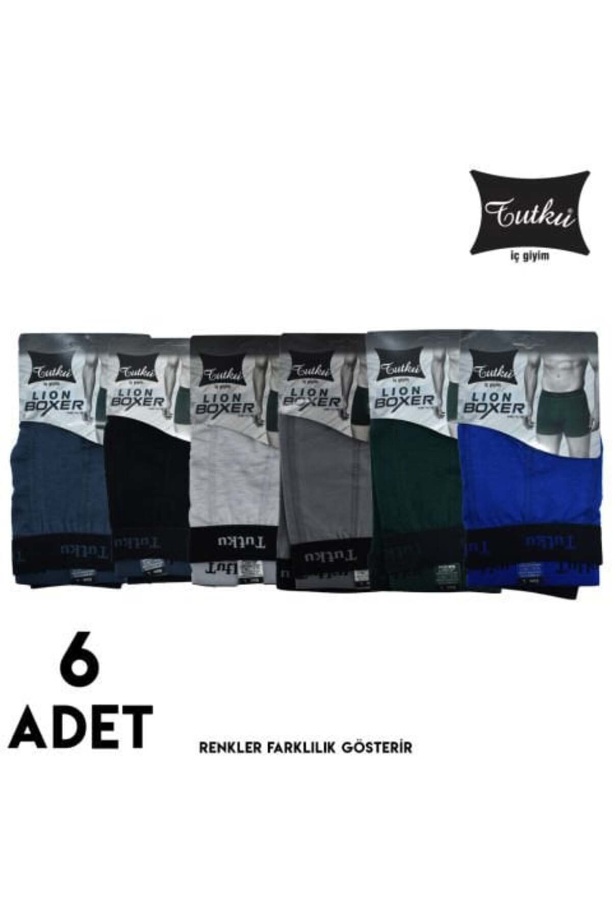 Tutku 0123 Erkek Lion Spor Boxer Şort 6'lı KARISIK-RENK