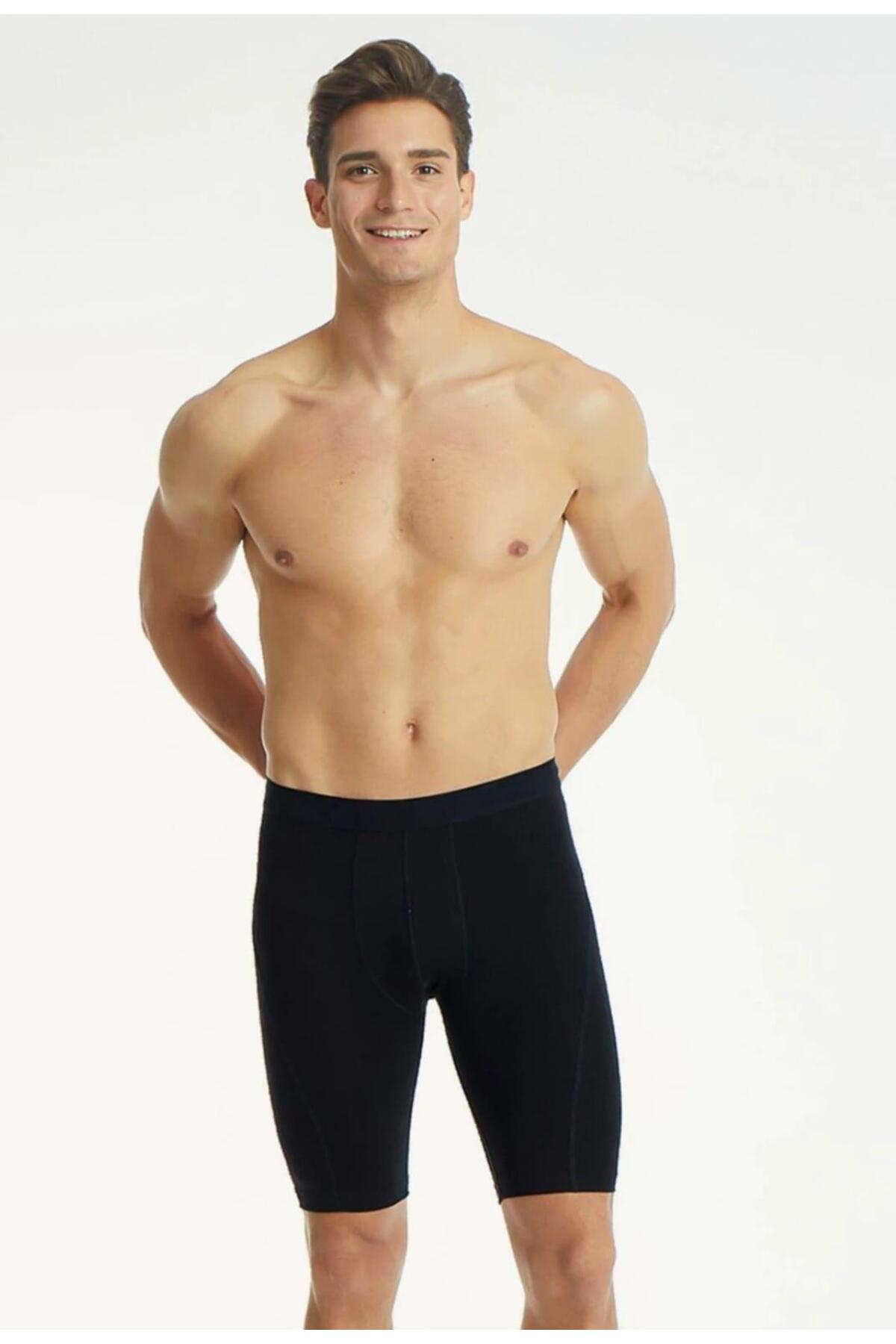 1253 ERKEK ELASTAN LİKRALI UZUN BOXER 12 ADET