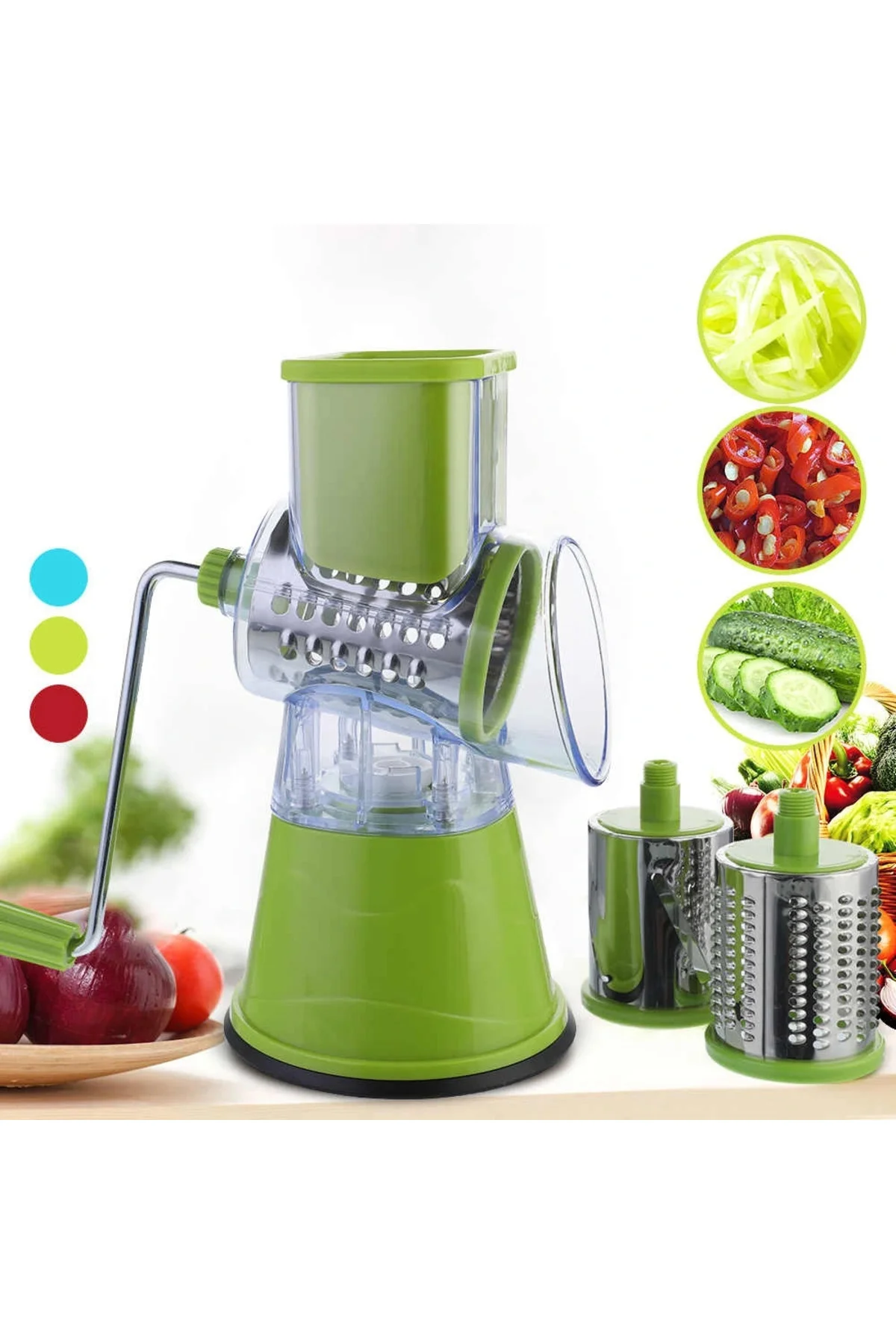 Tutma Kollu Çevirmeli Pratik Rulo Rende Drum Grater - Görsel 2