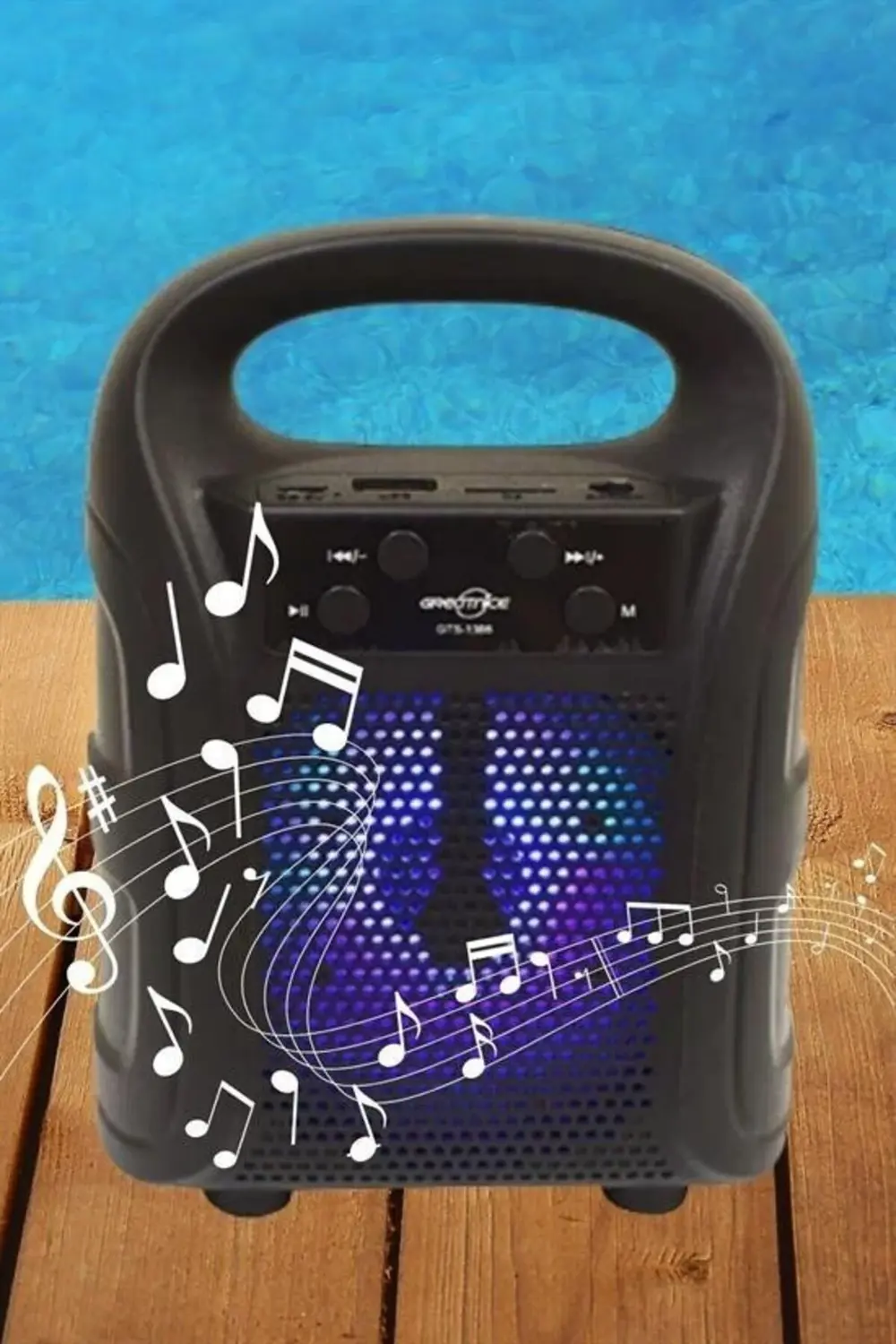 Tutmalı Mini Hoparlör Işıklı Taşınabilir Bluetooth Wireless Radyo