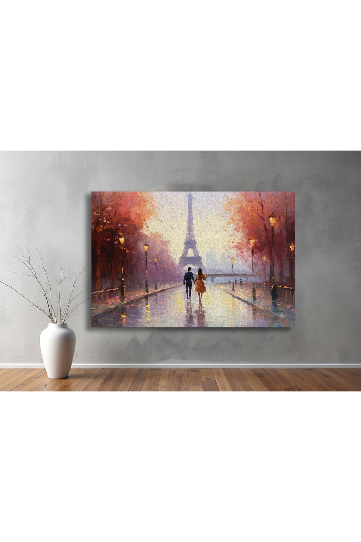 Tuval üzerine yağlıboya resim , çift, Paris , Eyfel Kulesi , mode