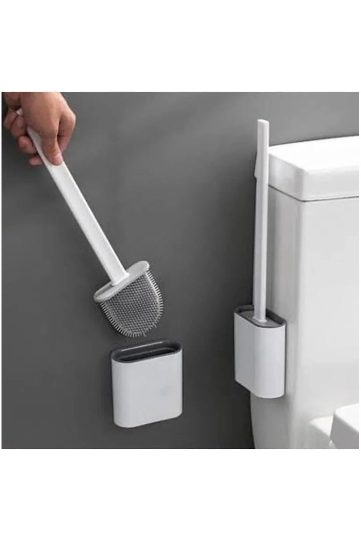 Tuvalet Fırçası Beyaz Renk Silikon Klozet WC Banyo Küvet Temizlem