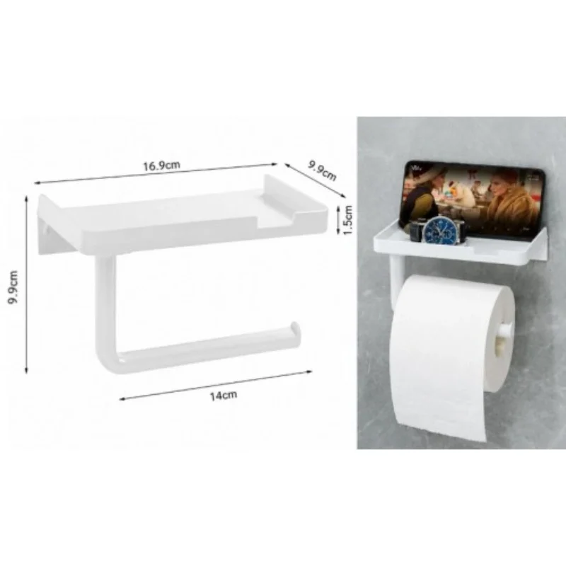 Tuvalet Kağıdı Askılığı - Raflı ve Yapışkanlı - Matkapsız Banyo Aksesuarı Fiyatı, Yorumları ve Özellikleri