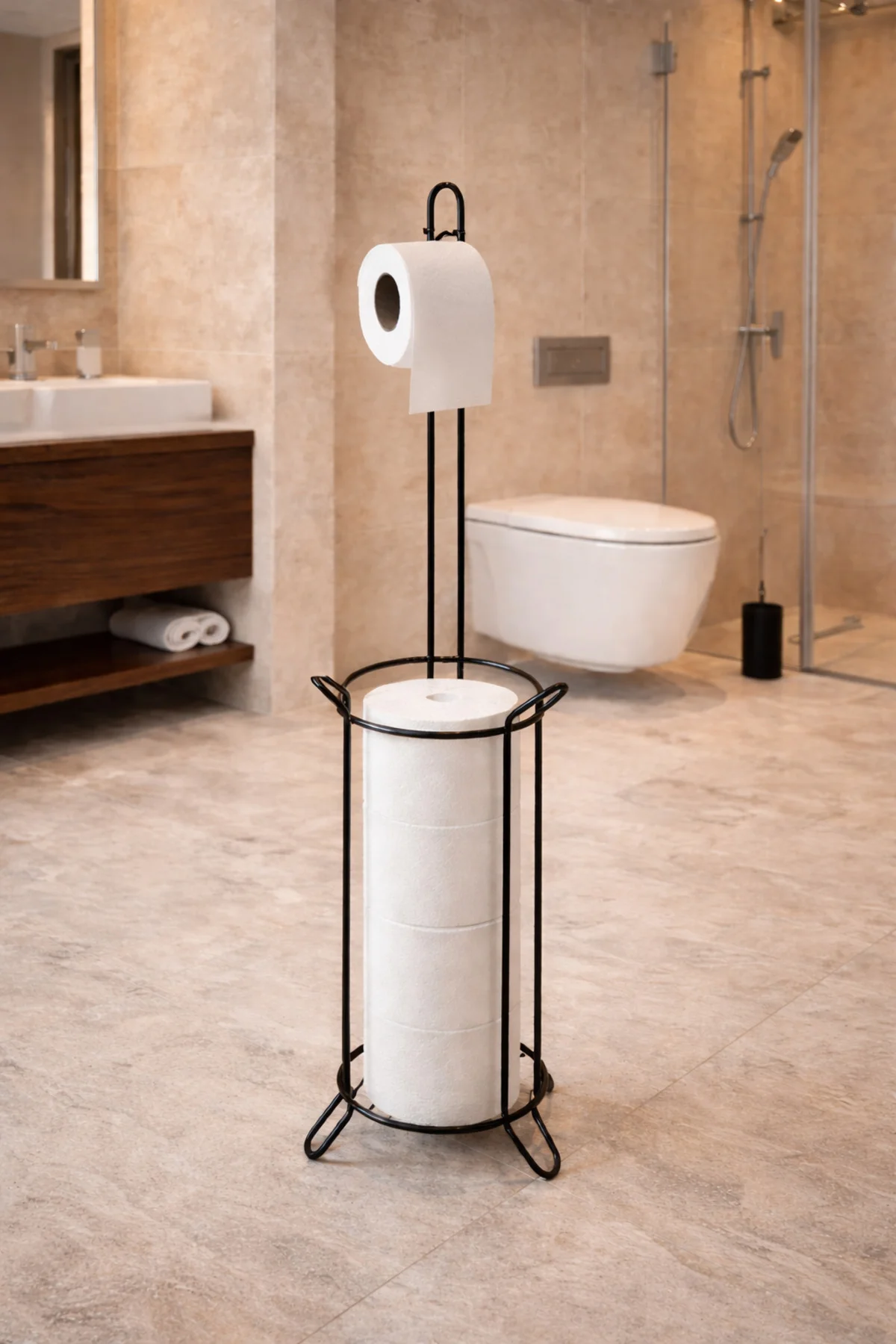 Tuvalet Kağıtlığı Wc Kâğıtlık Yedekli Metal Tuvalet Kağıdı Standı