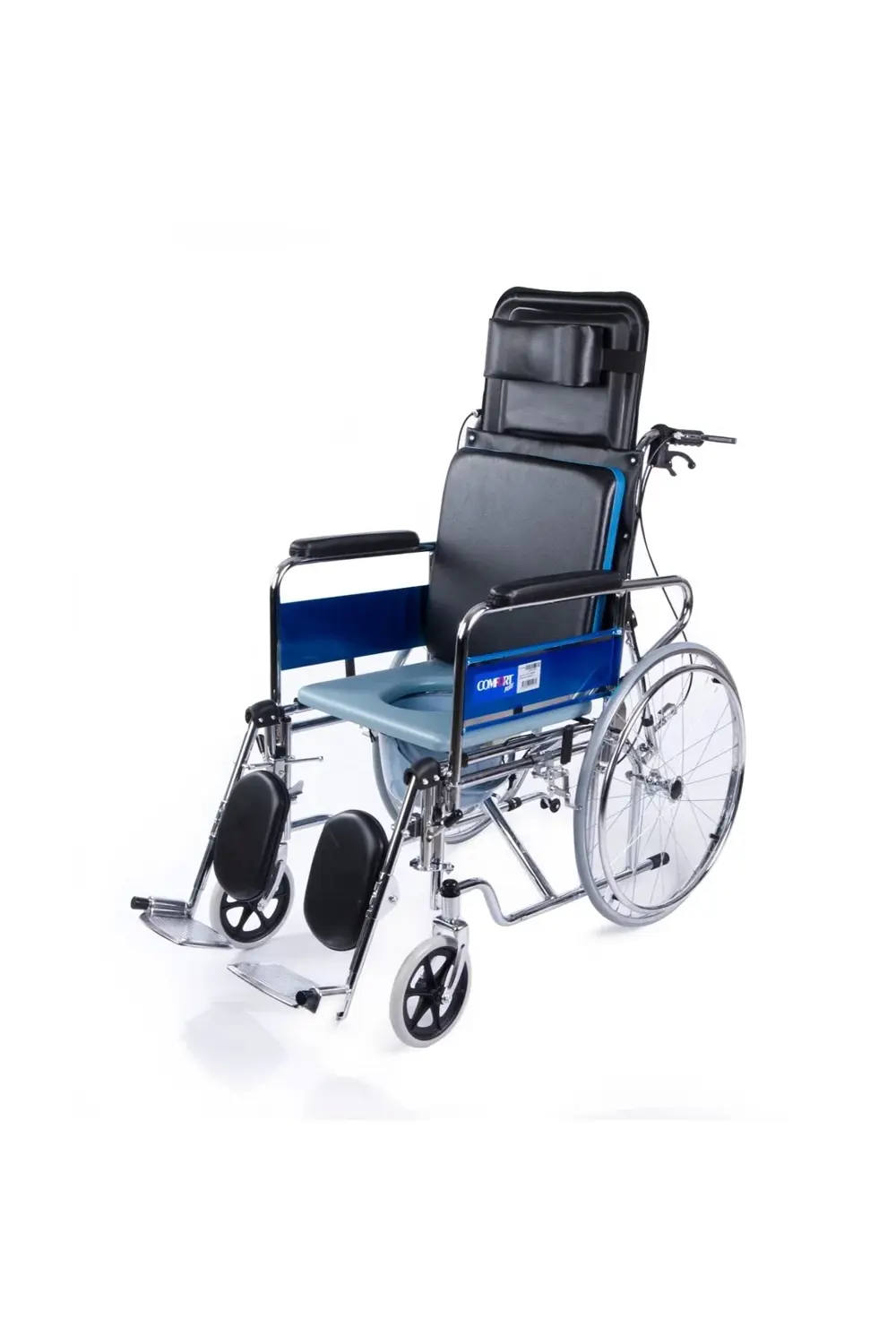 Tuvaletli Tekerlekli Sandalye | Sırt Yatar, Ayak Kalkar, Nikelaj