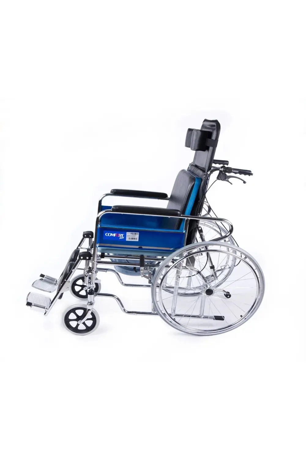 Tuvaletli Tekerlekli Sandalye | Sırt Yatar, Ayak Kalkar, Nikelaj