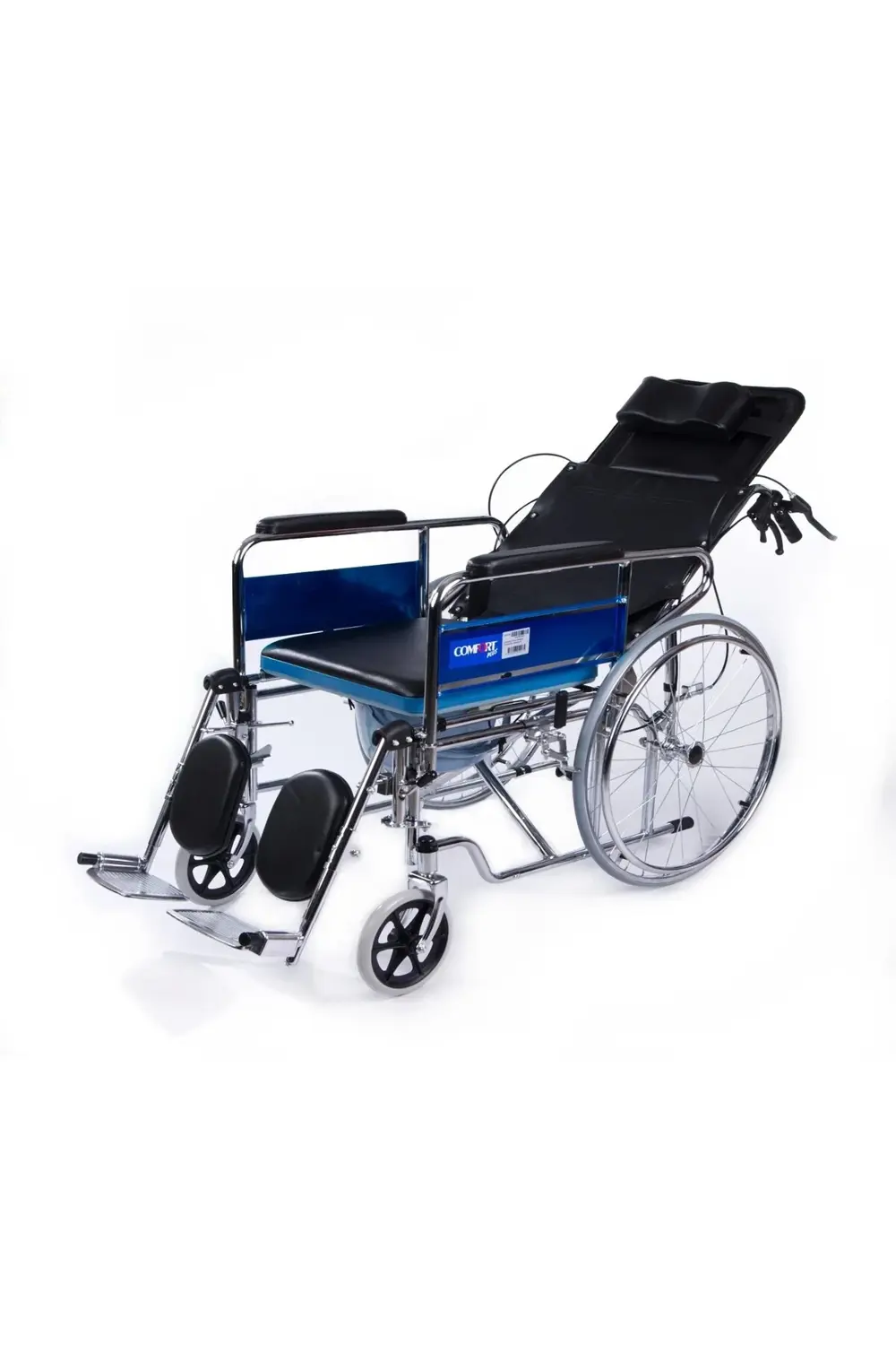 Tuvaletli Tekerlekli Sandalye | Sırt Yatar, Ayak Kalkar, Nikelaj