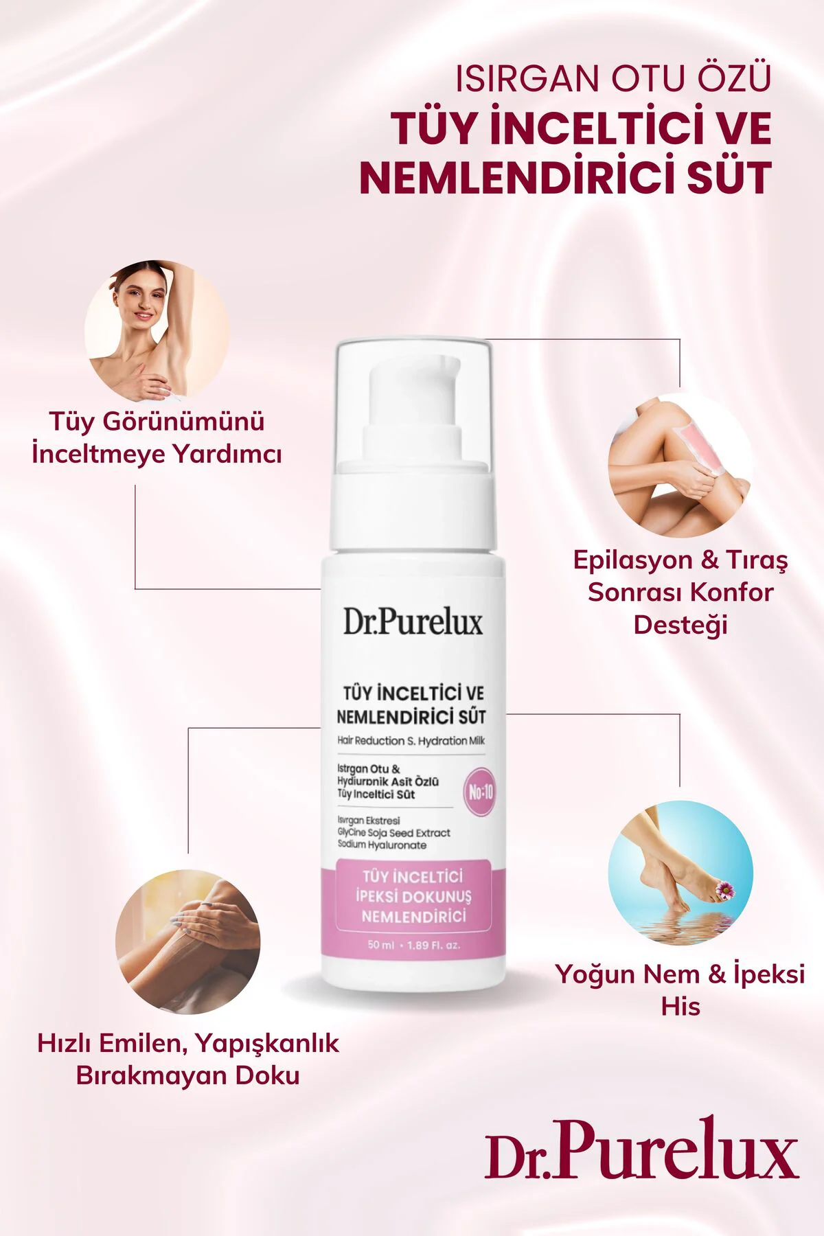 Tüy Azaltıcı, Tüy Inceltici ve Nemlendirici Süt – Isırgan Otu & H