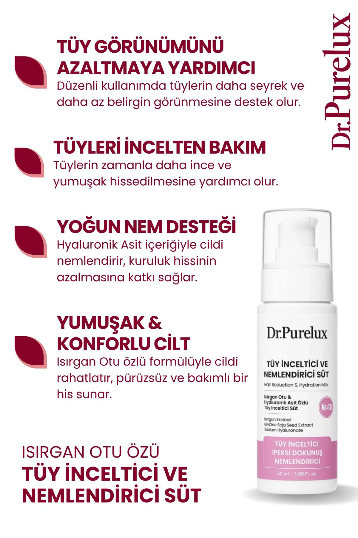 Tüy Azaltıcı, Tüy Inceltici ve Nemlendirici Süt – Isırgan Otu & H