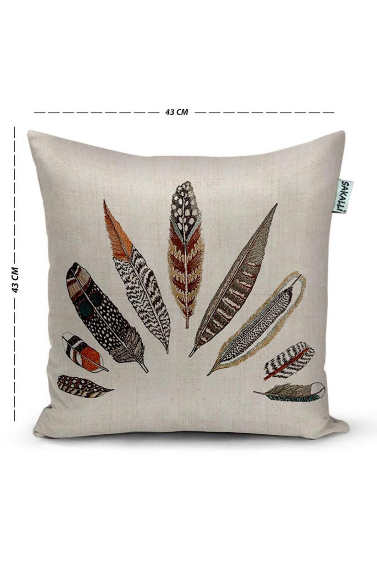 Tüy Desen 3d Dijital Baskılı Dekoratif 4lü Kırlent Kılıfı