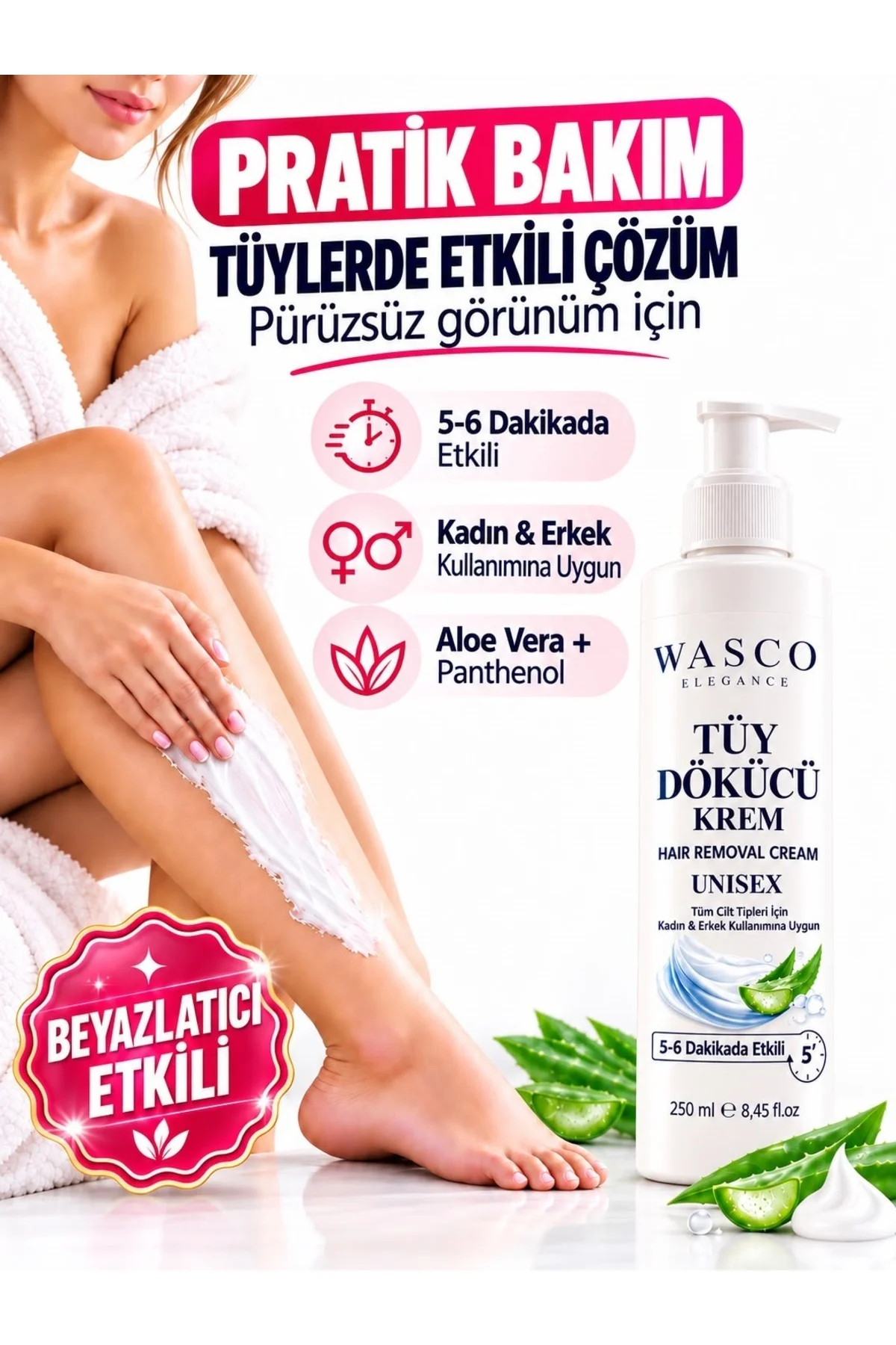 Tüy Dökücü Krem 250 ml Unisex Kadın Erkek | Beyazlatıcı, Kararma Karşıtı 5-6 Dakikada Etkili Temizlik