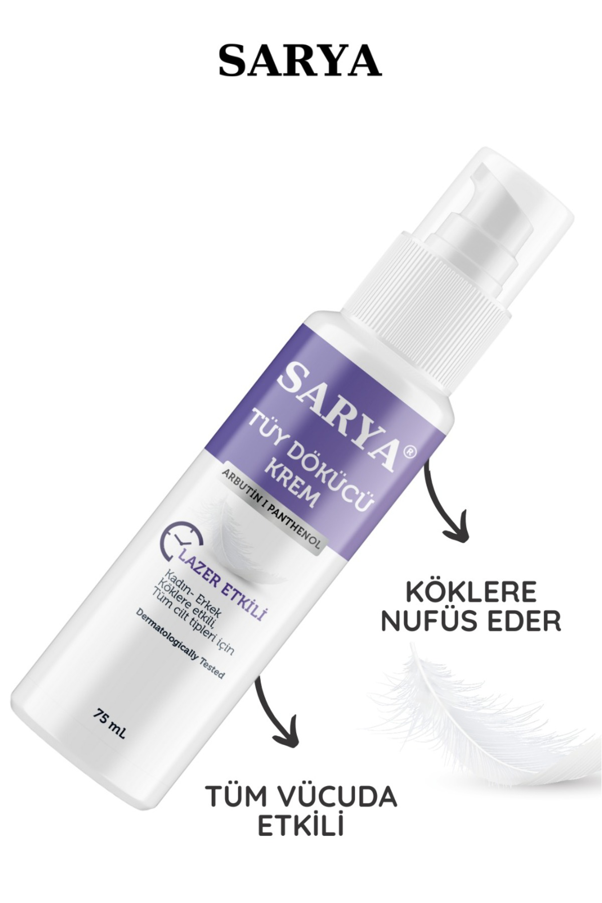 Sarya Tüy Dökücü Krem 75 Ml Lazer Etkili Arbutin 1 Panthenol