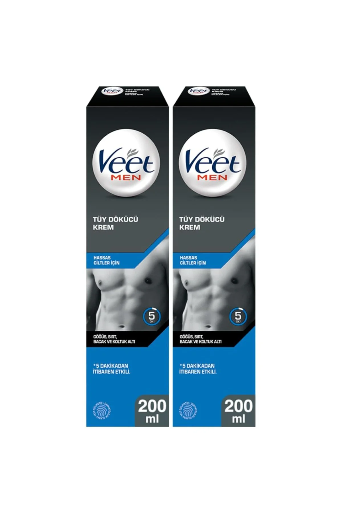 Tüy Dökücü Krem Erkeklere Özel, Hassas Cilt (2 x 200 ml)