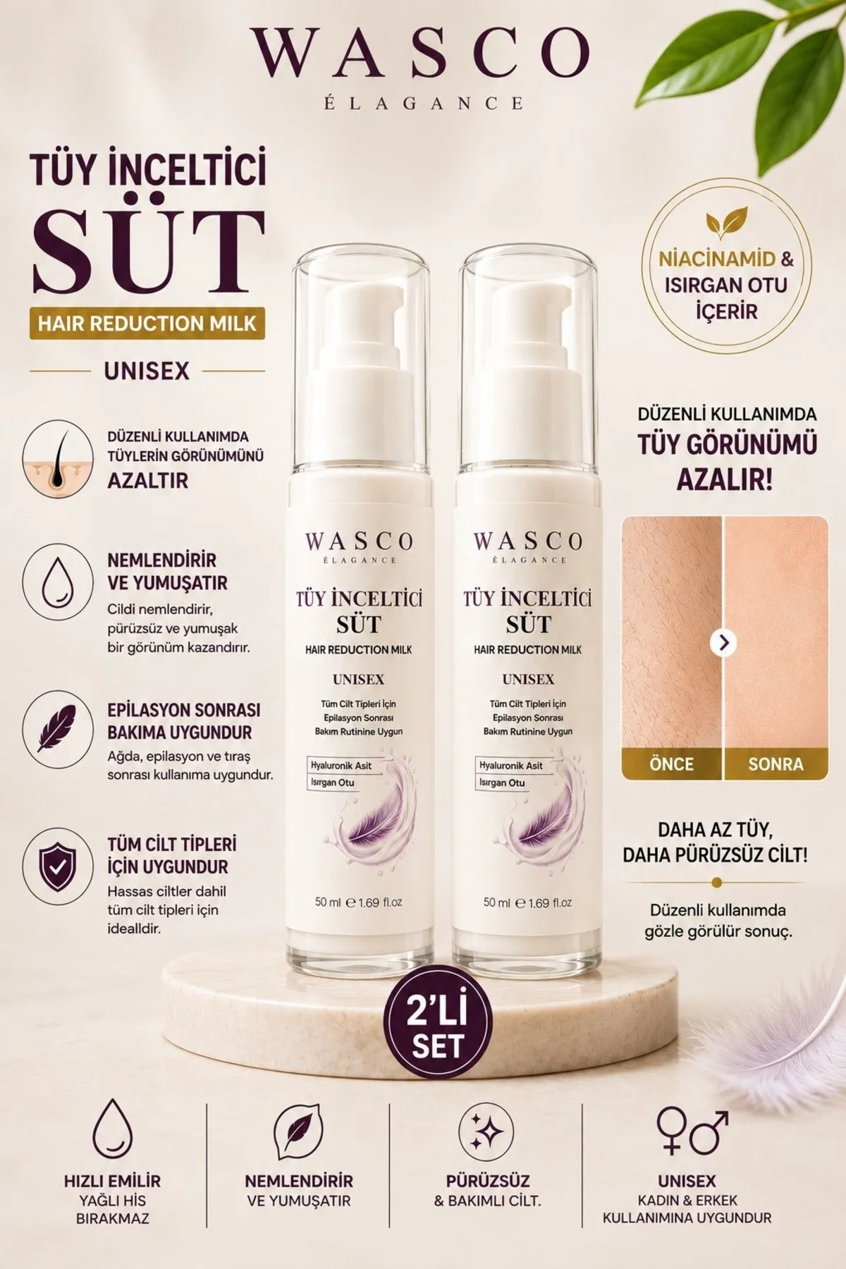 Tüy Süt 2'li Set 50 ml + 50 ml | Epilasyon Sonrası Tüy Azaltıcı |
