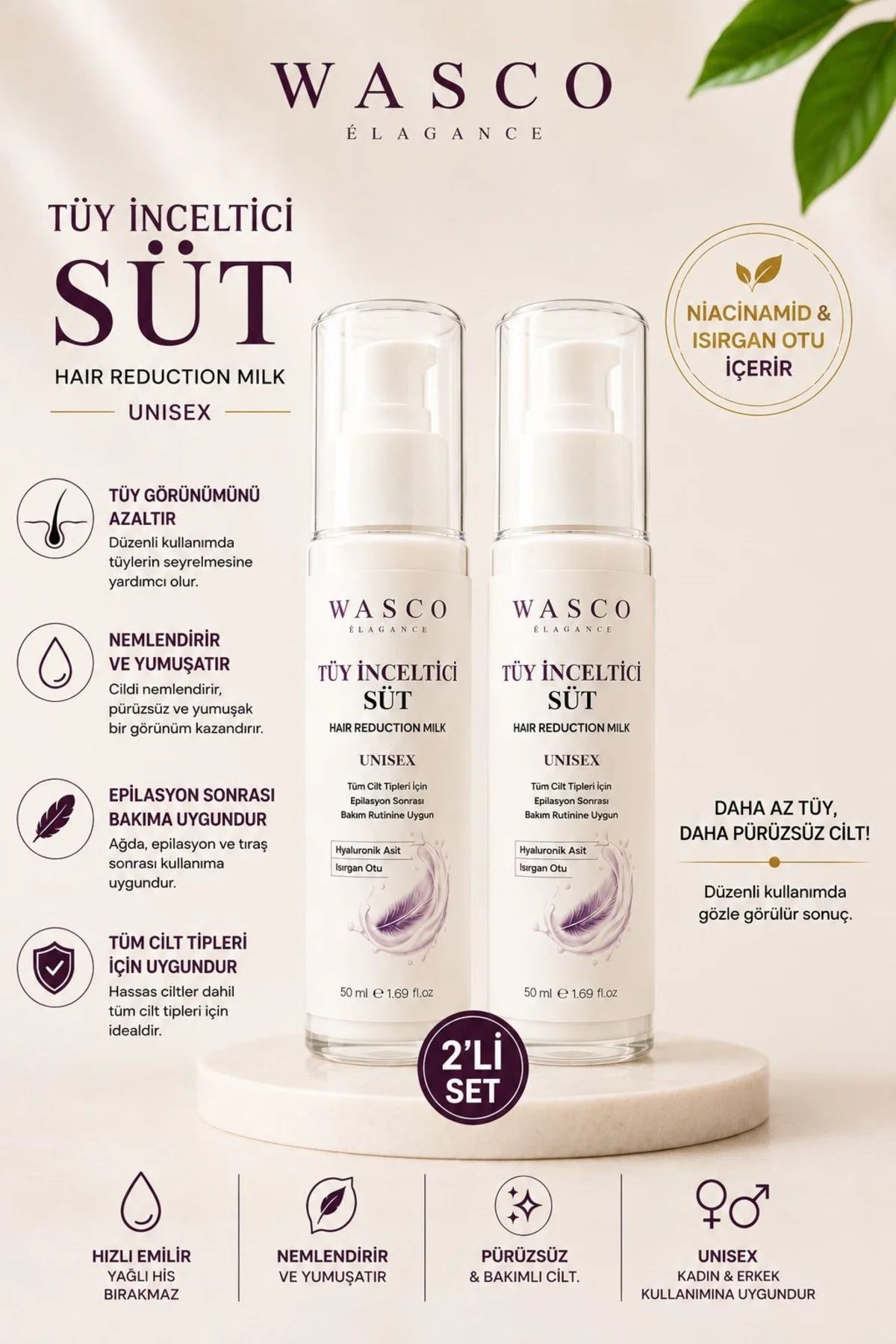 Tüy Süt 2'li Set 50 ml + 50 ml | Epilasyon Sonrası Tüy Azaltıcı |