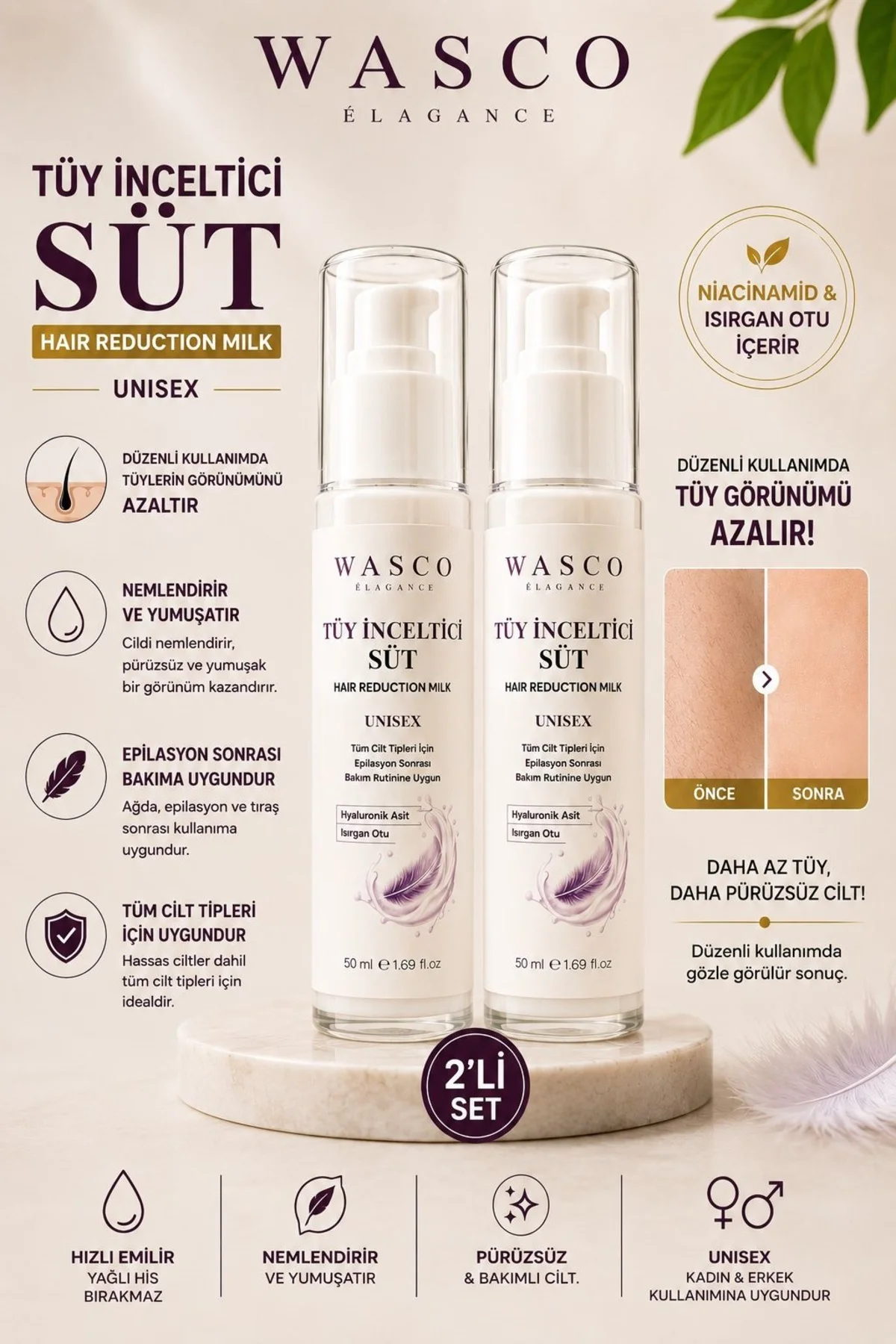Tüy Süt 2'li Set 50 ml + 50 ml | Epilasyon Sonrası Tüy Azaltıcı |