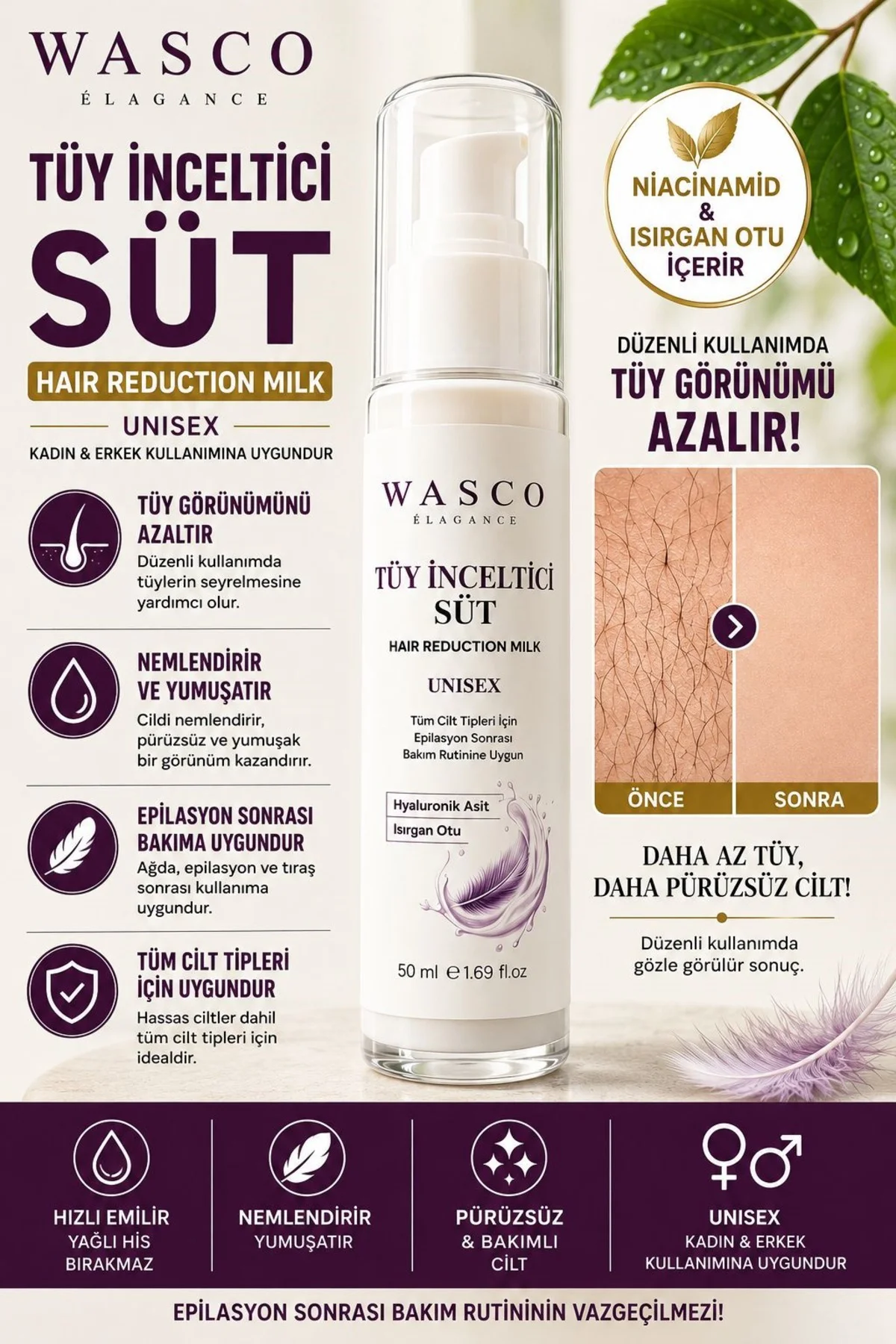 Tüy Süt 2'li Set 50 ml + 50 ml | Epilasyon Sonrası Tüy Azaltıcı |
