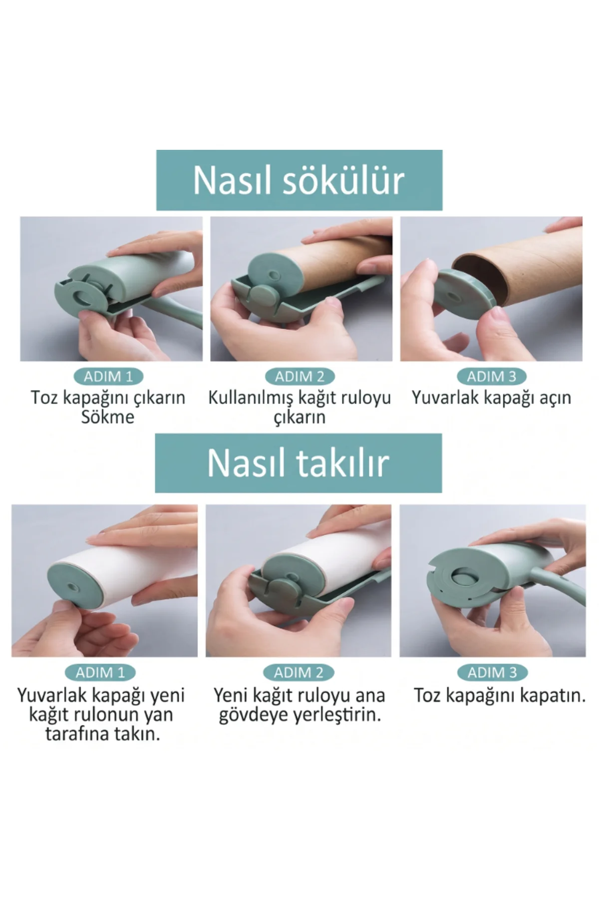 Tüy Toplama Rulosu - Kapaklı - Ergonomik - Taşınabilir - Görsel 3
