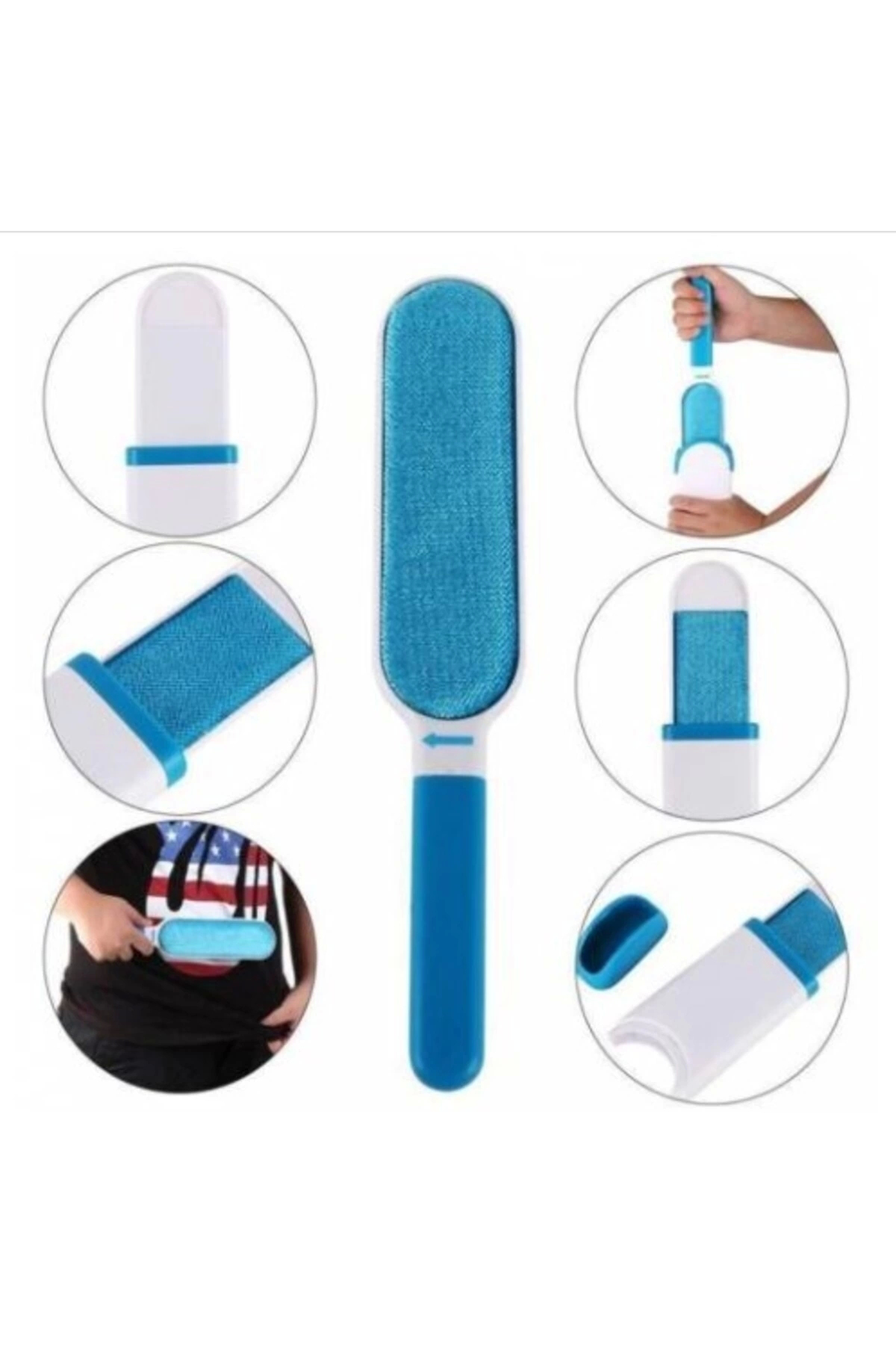 Tüy Toz Temizleyici Fırça Seti 2li Mavi Vakum Ambalajlı