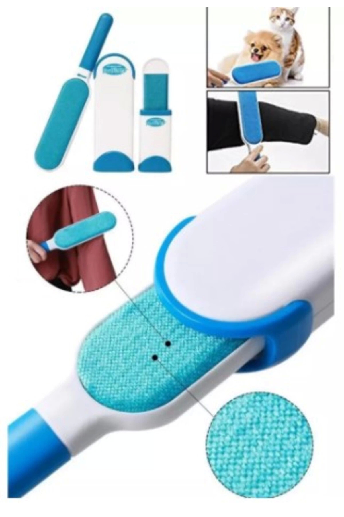 Tüy Toz Temizleyici Fırça Seti 2li Mavi Vakum Ambalajlı