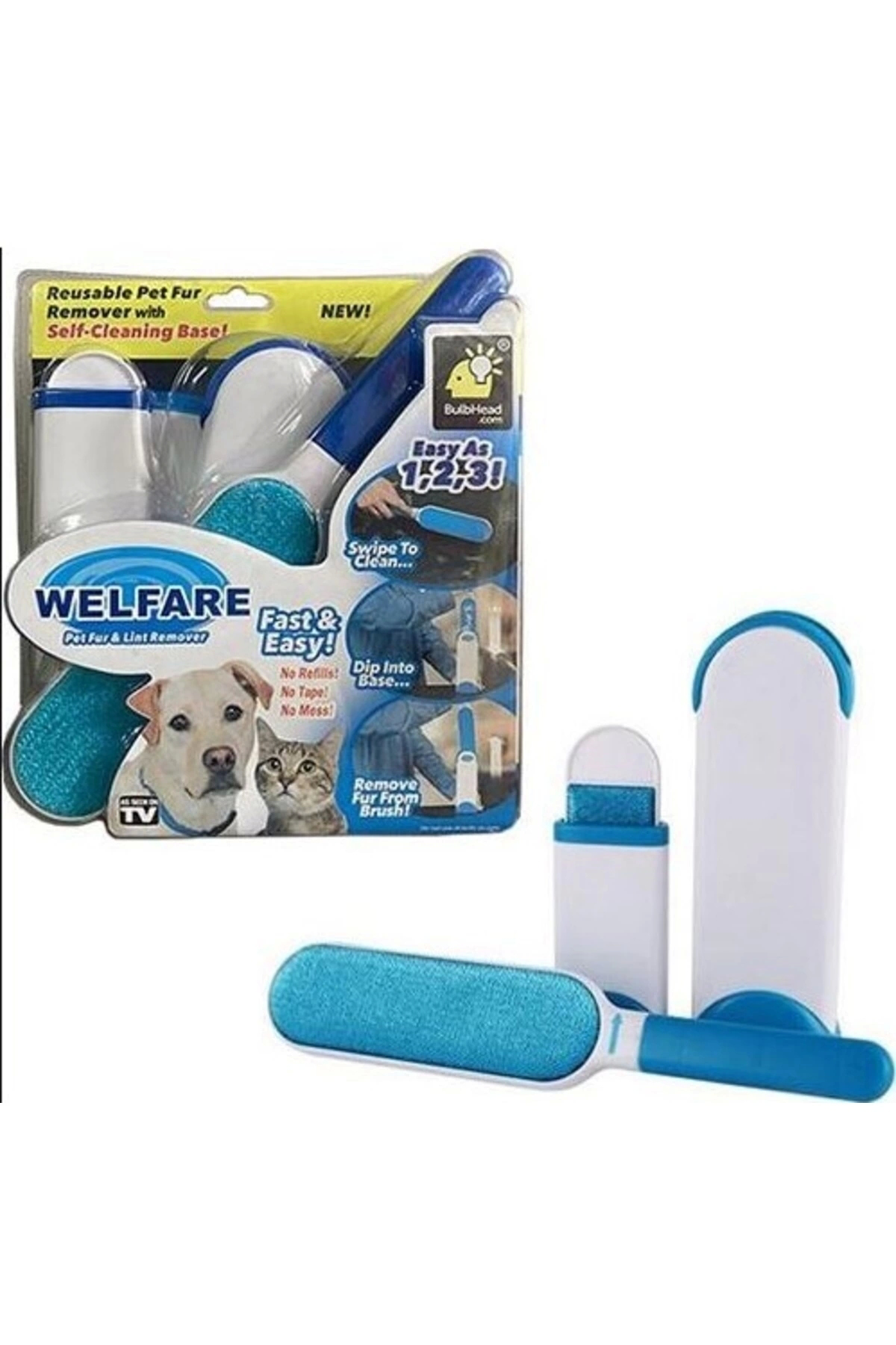 Tüy Toz Temizleyici Fırça Seti 2li Mavi Vakum Ambalajlı