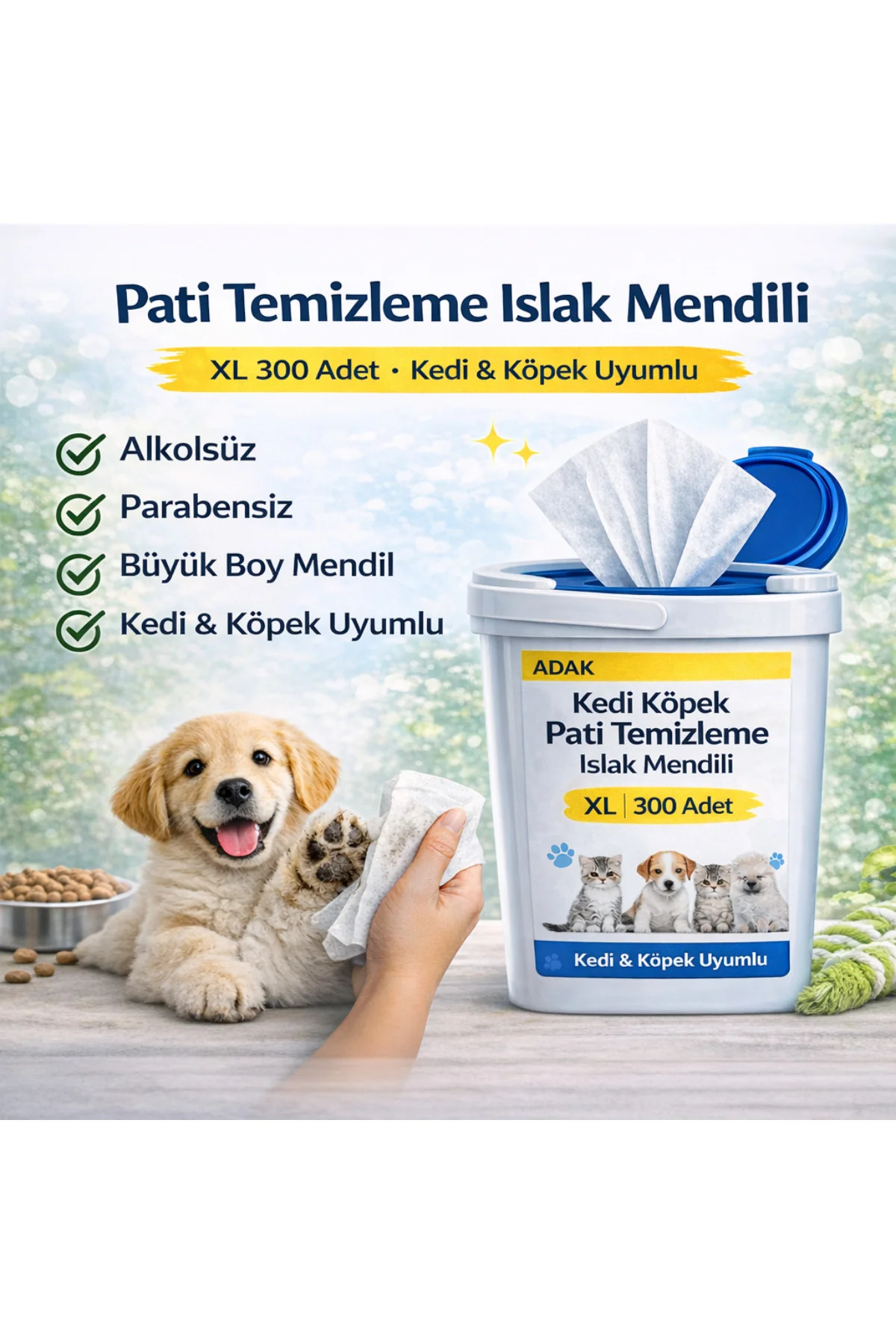Tüy Ve Pati Temizleme Islak Mendili 300'lü