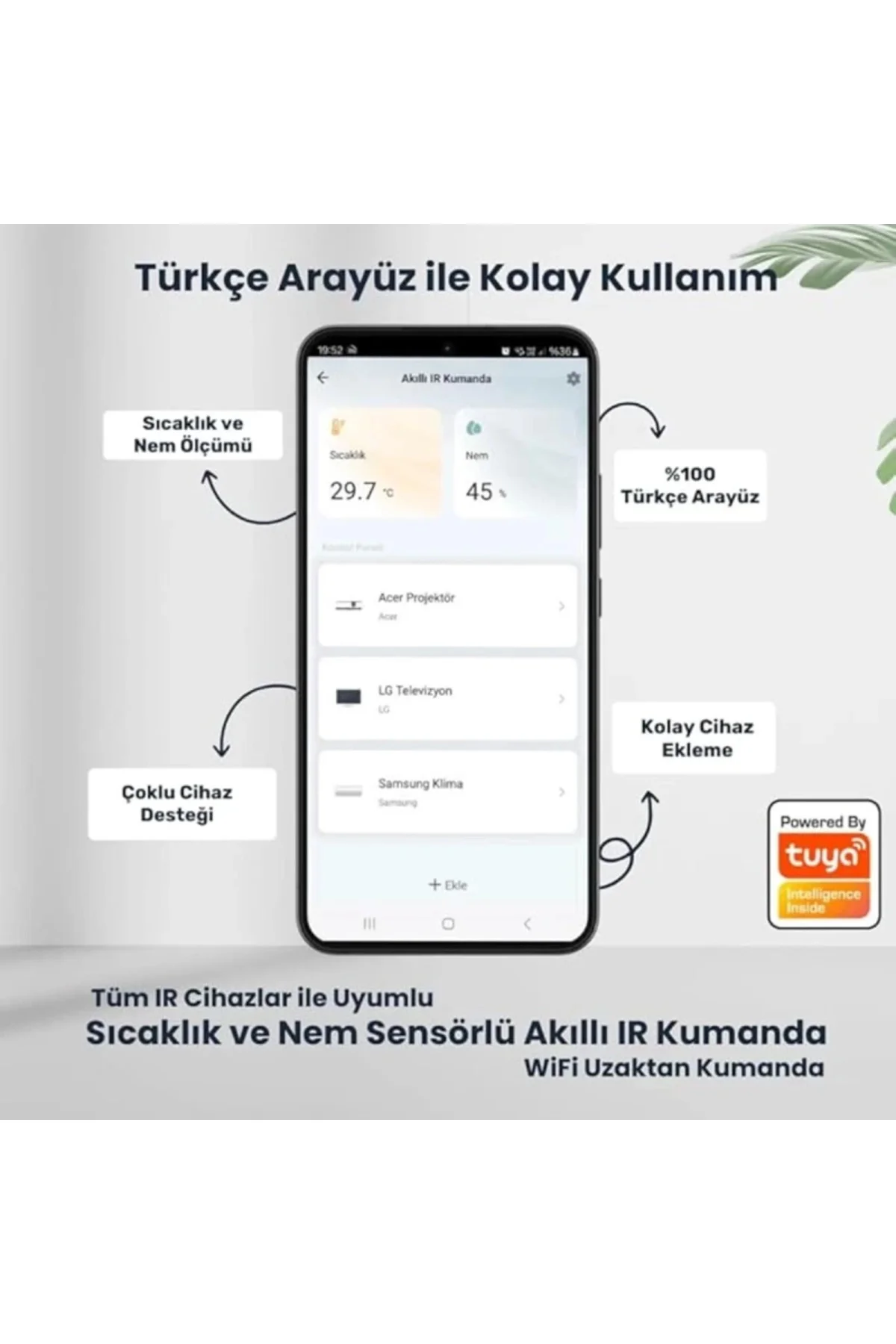Tuya Uyumlu Dahili Sıcaklık Ve Nem Sensörlü Wifi Ir Kumanda (Wak 02)