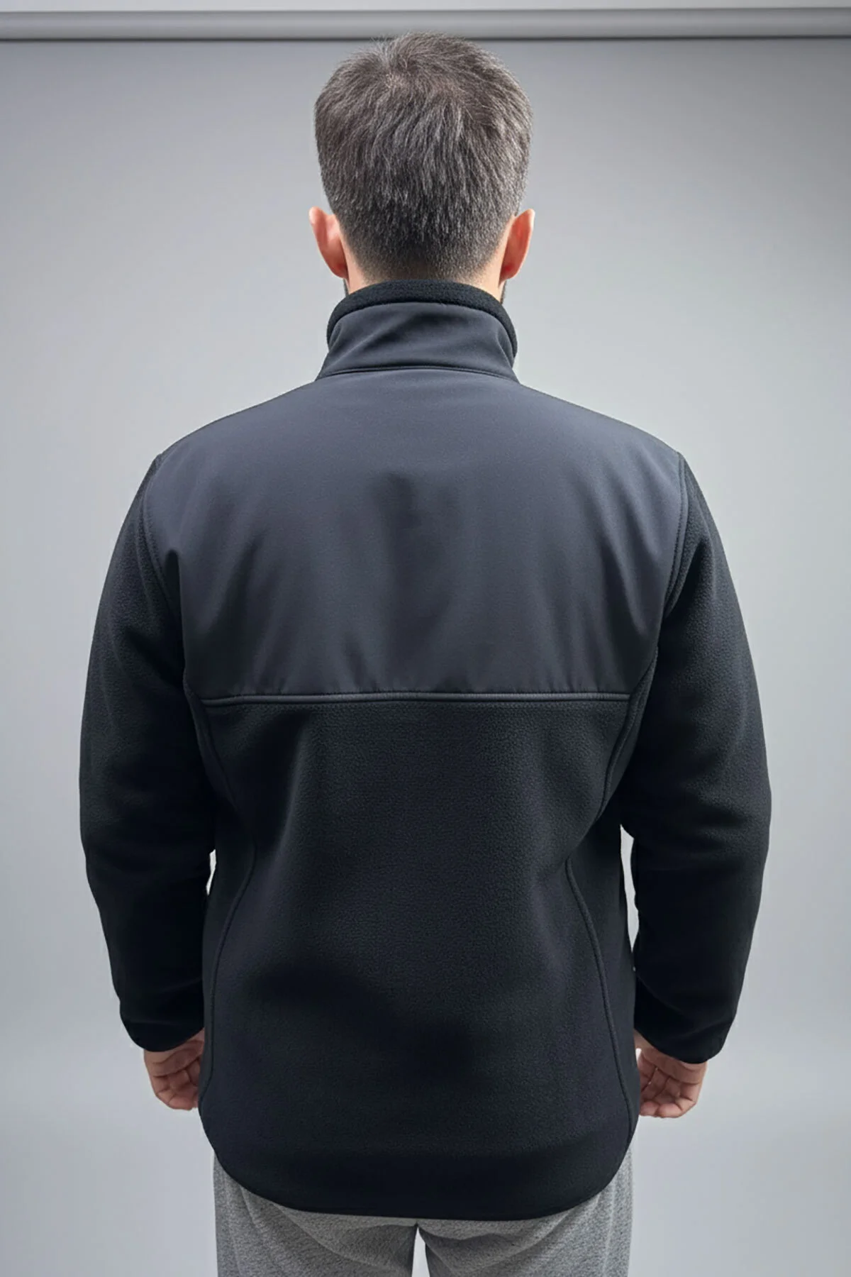 Tüylenme Yapmaz Unisex Regular Kalıp Tam Fermuarlı Dik Yaka Siyah
