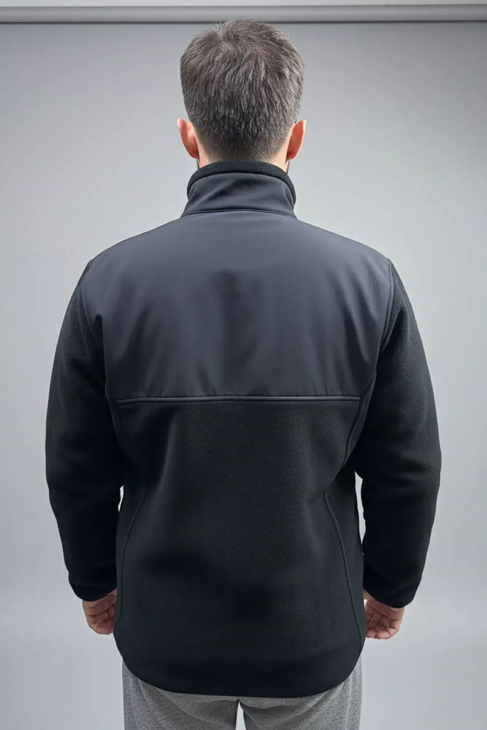 Tüylenme Yapmaz Unisex Regular Kalıp Tam Fermuarlı Dik Yaka Siyah