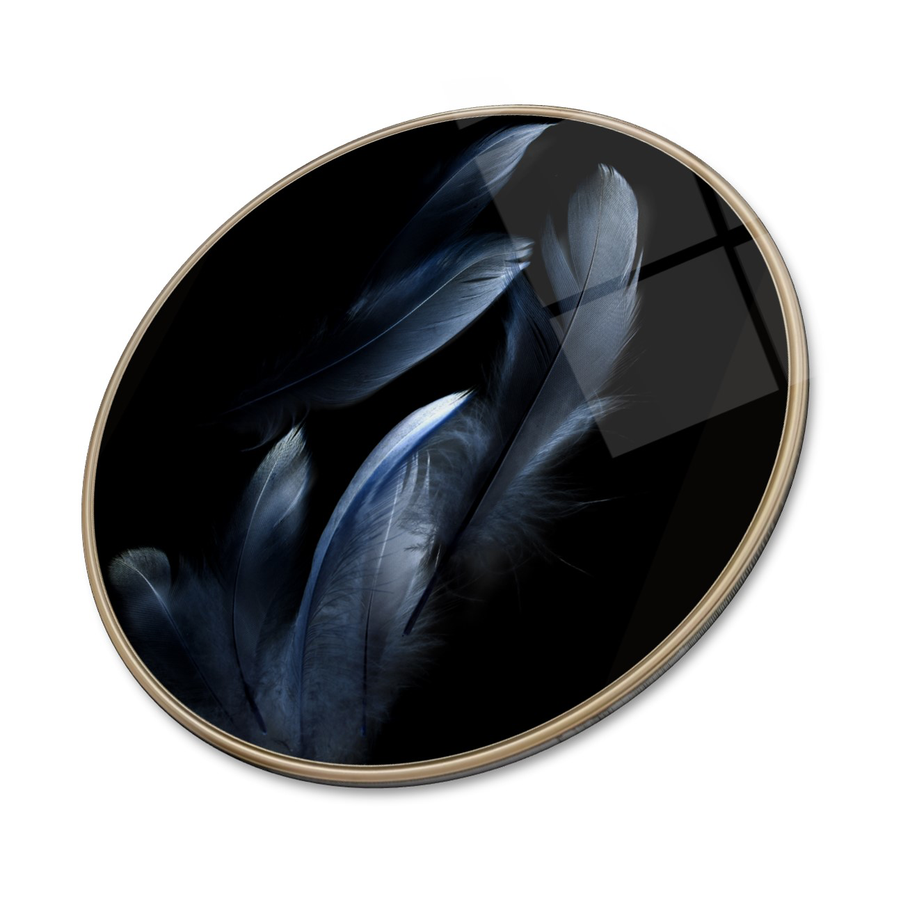 Pi Dekorasyon Tüyler Yuvarlak Cam Tablo | Hediyelik, Dekoratif, Ofis, Mutfak 