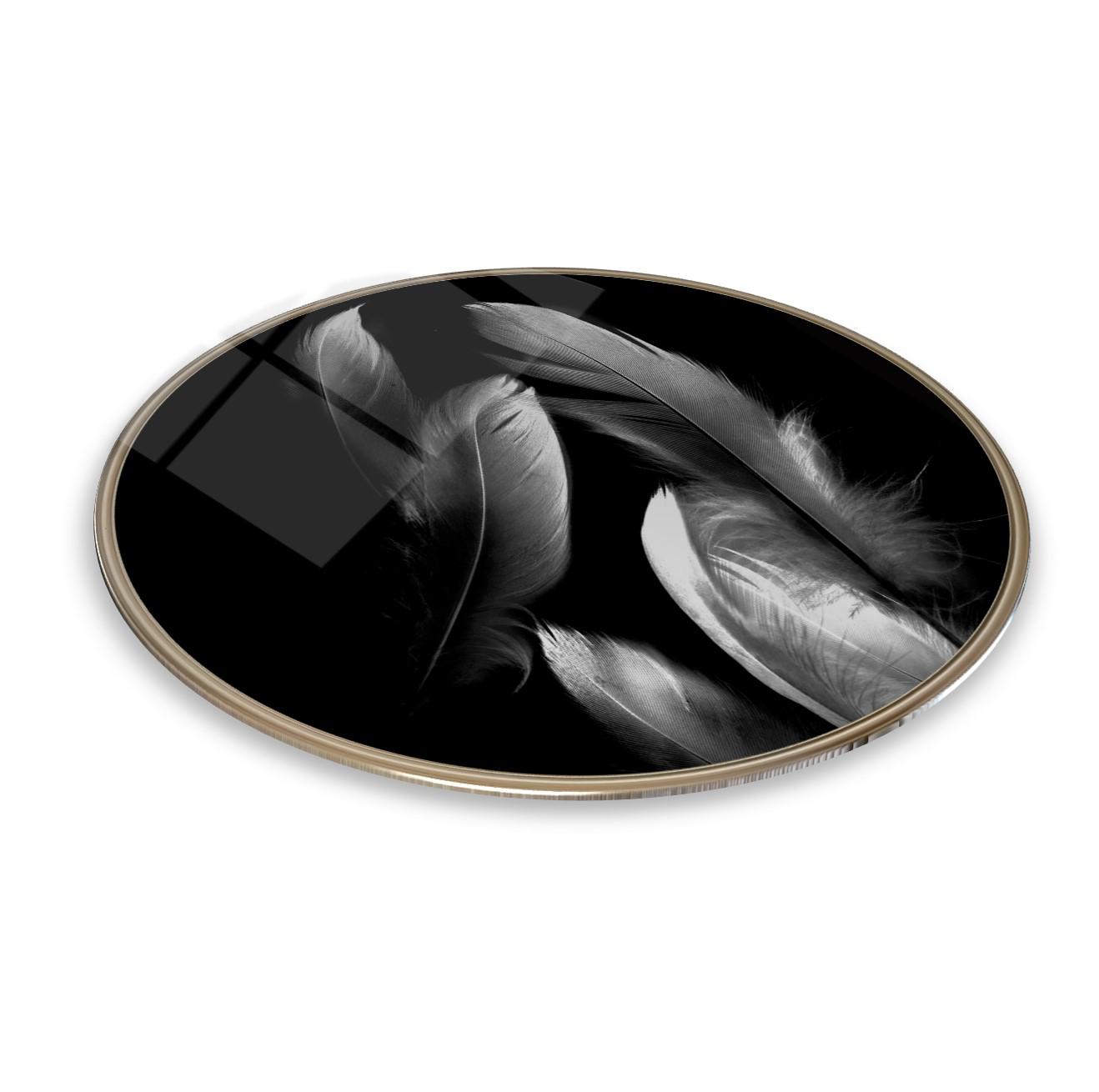 Pi Dekorasyon Tüyler Yuvarlak Cam Tablo | Hediyelik, Dekoratif, Ofis, Mutfak 