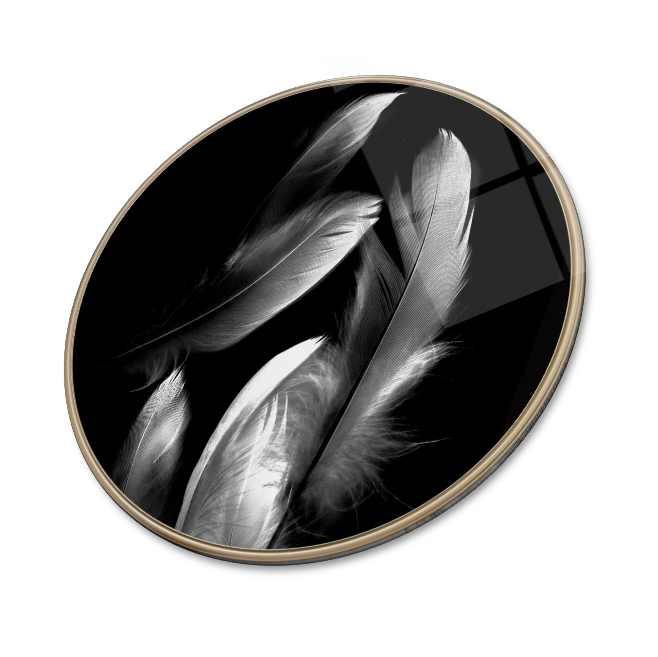 Pi Dekorasyon Tüyler Yuvarlak Cam Tablo | Hediyelik, Dekoratif, Ofis, Mutfak 