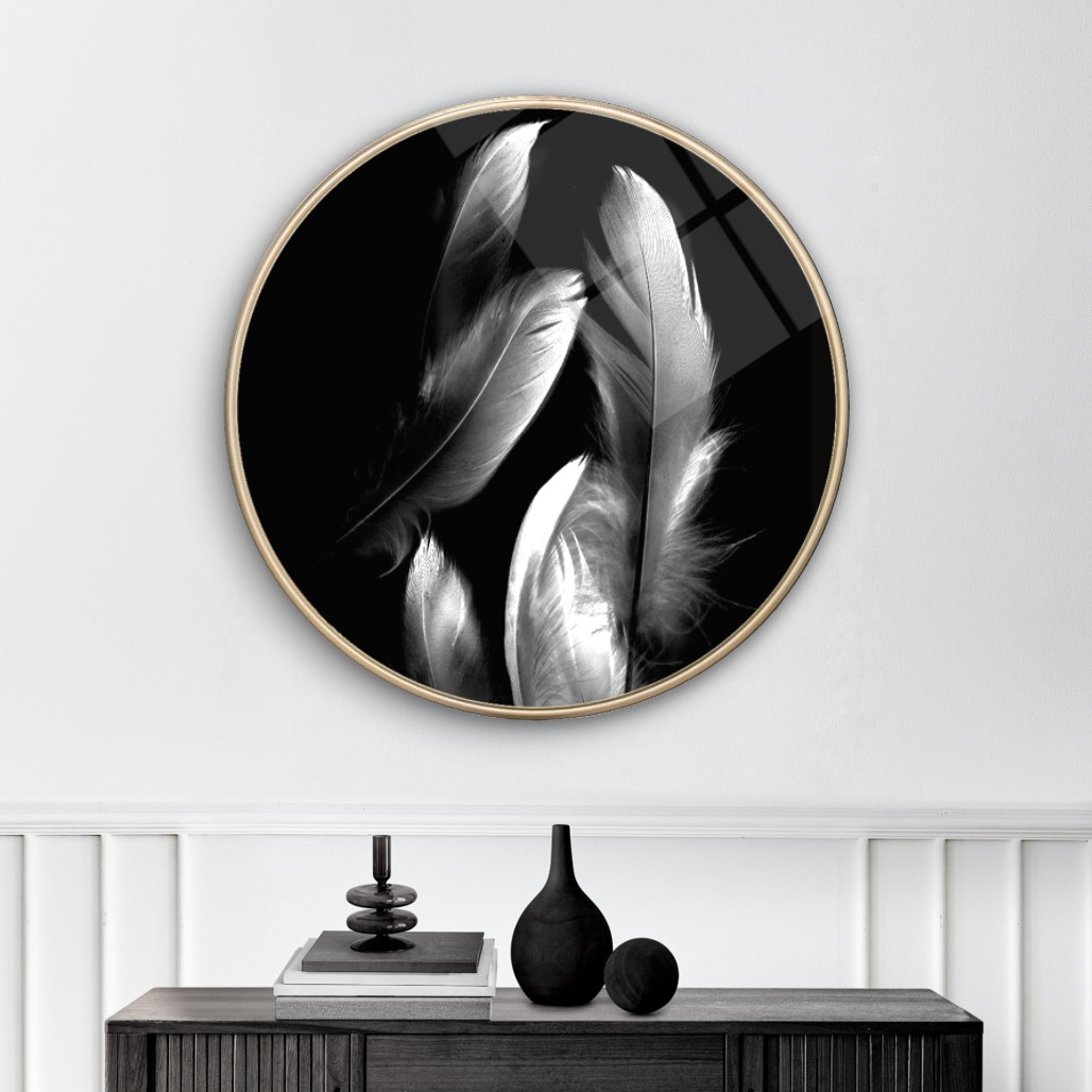 Pi Dekorasyon Tüyler Yuvarlak Cam Tablo | Hediyelik, Dekoratif, Ofis, Mutfak 