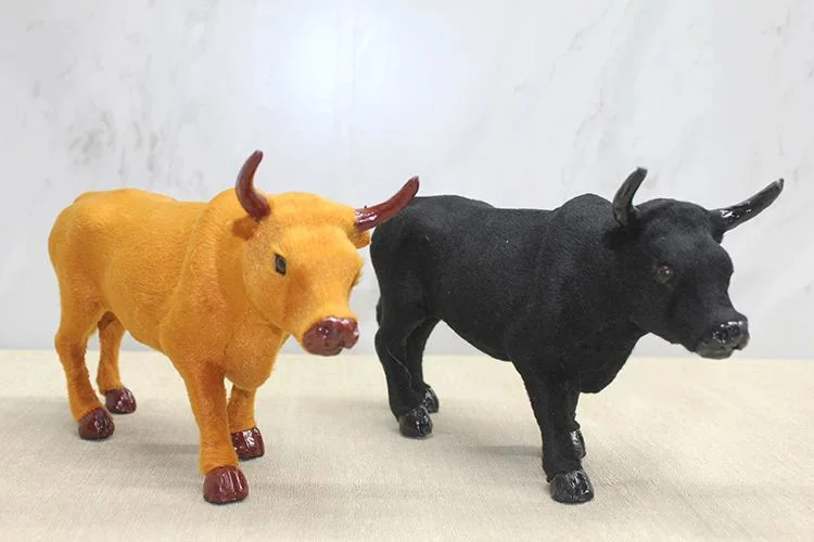 Tüylü Boğa Figürü - Dekoratif Ev ve Ofis Aksesuarı (25x15 cm)